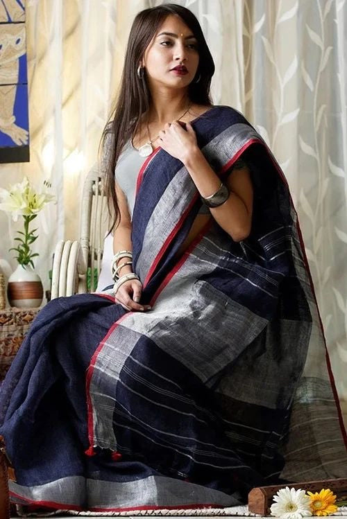 Linen Sarees - Buy Pure Linen Silk Saree Online | Nalli