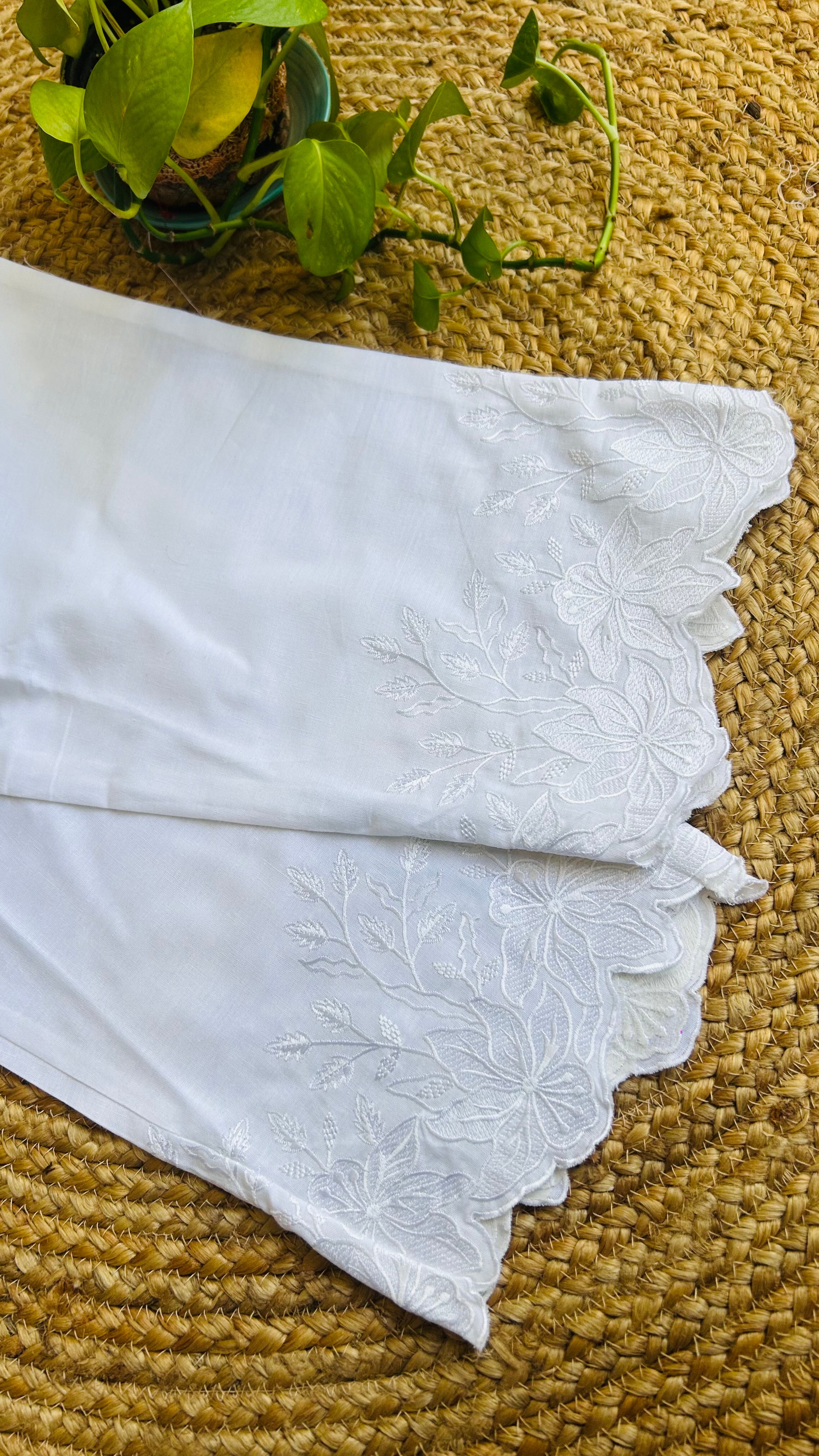 Aarika White Full Embroidery Straight Pant In Cotton For Women