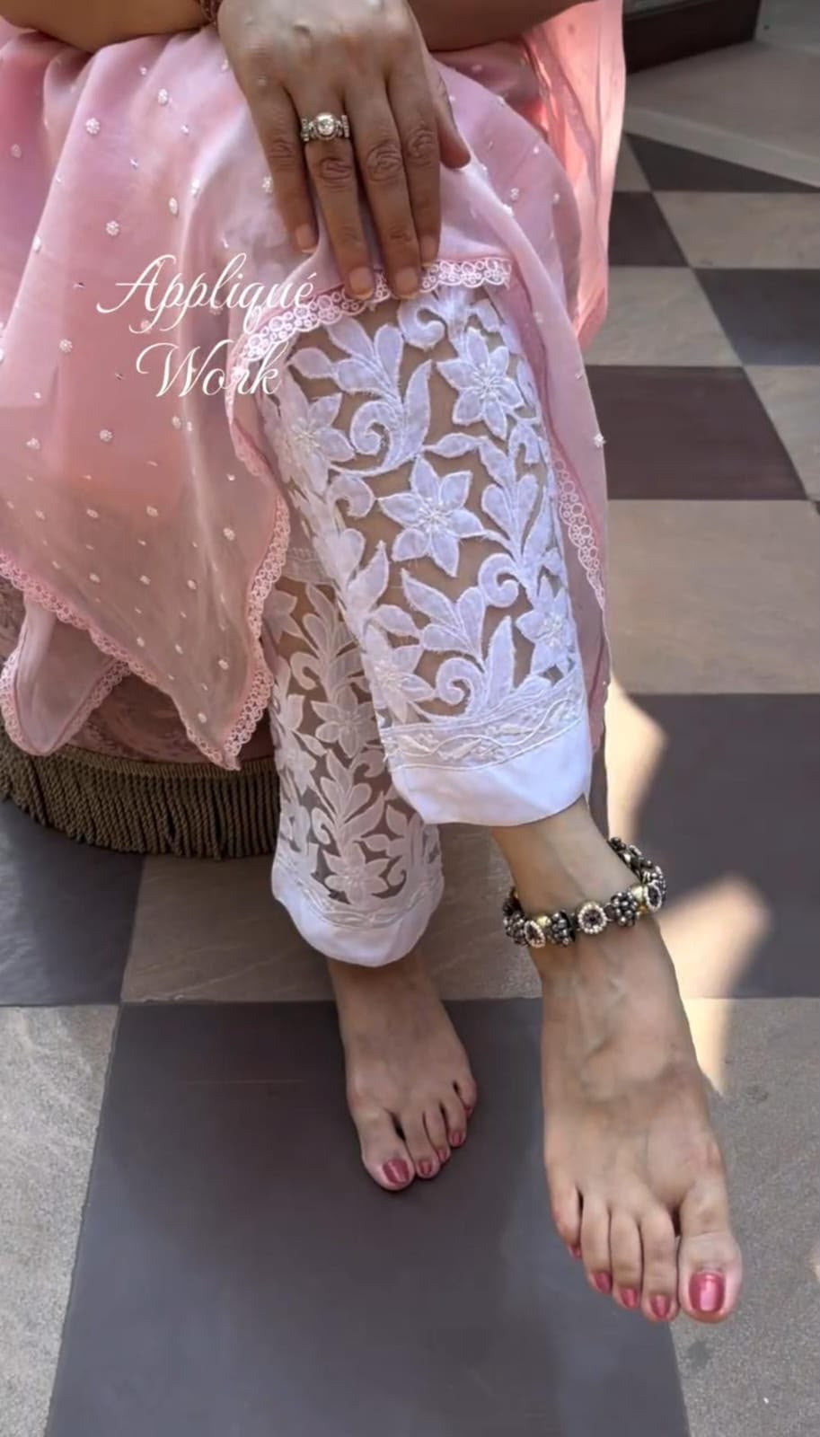 White Cutwork Mulmul Cotton Pant