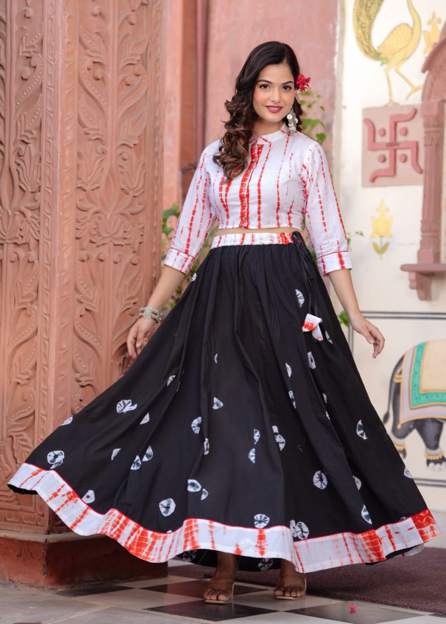 Dandia Block Print Flora lehenga choli Set