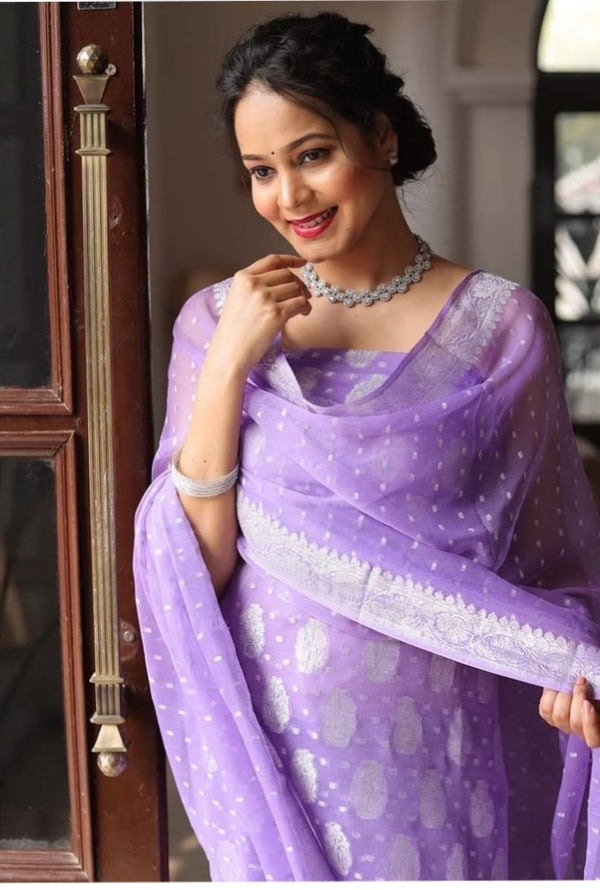 Purple Banarasi Georgette Salwar Suit