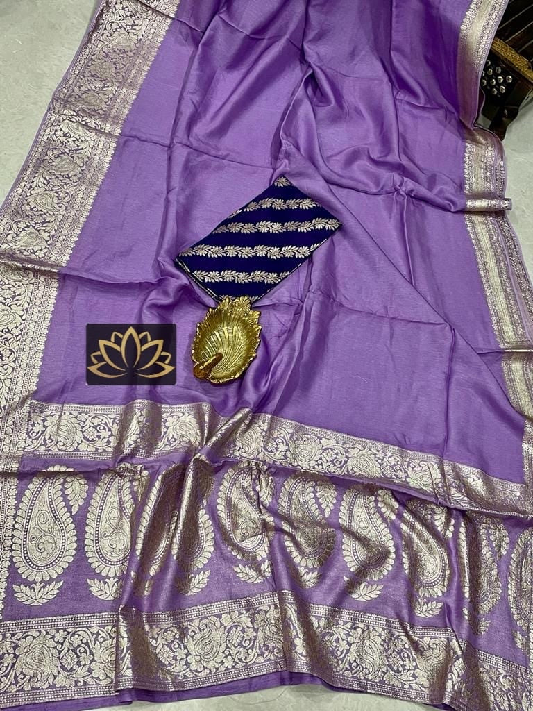 Banarasi Semi Dupion Warm Silk Saree In lavender