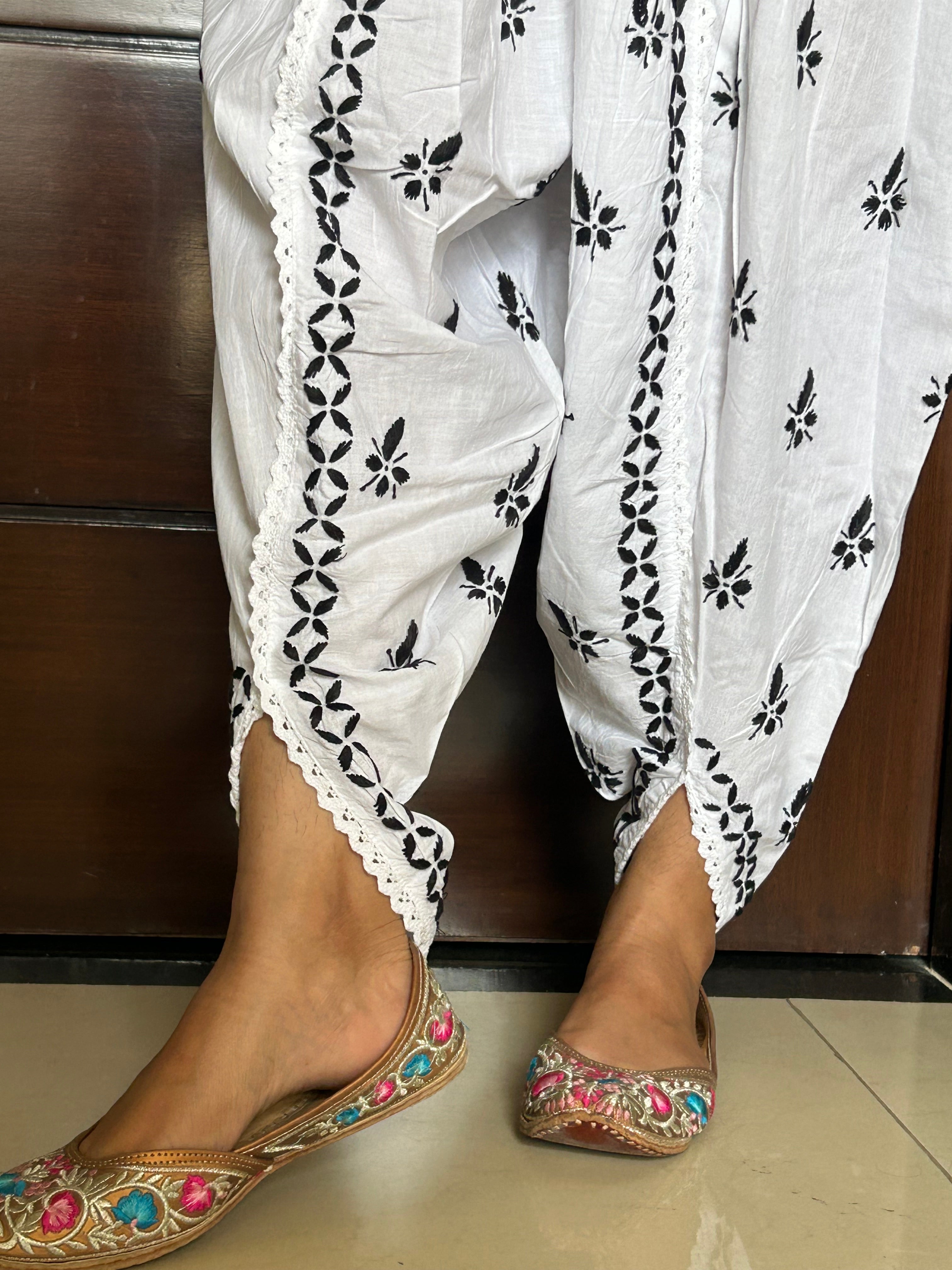 Chikankari Dhoti Salwar in White and Black