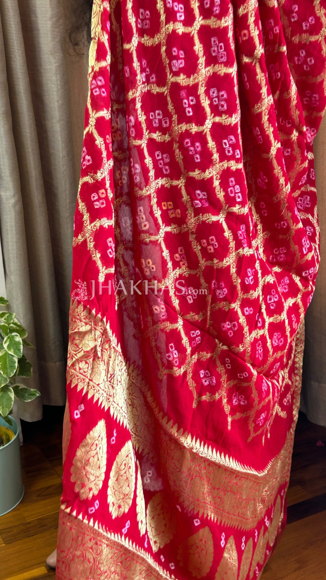 Bridal Red Banarasi Gharchola Georgette Dupatta