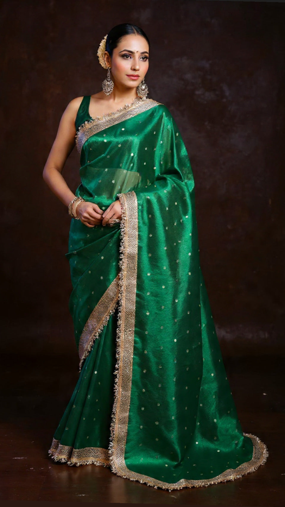 Green Color Sitara Banarasi Tissue Saree
