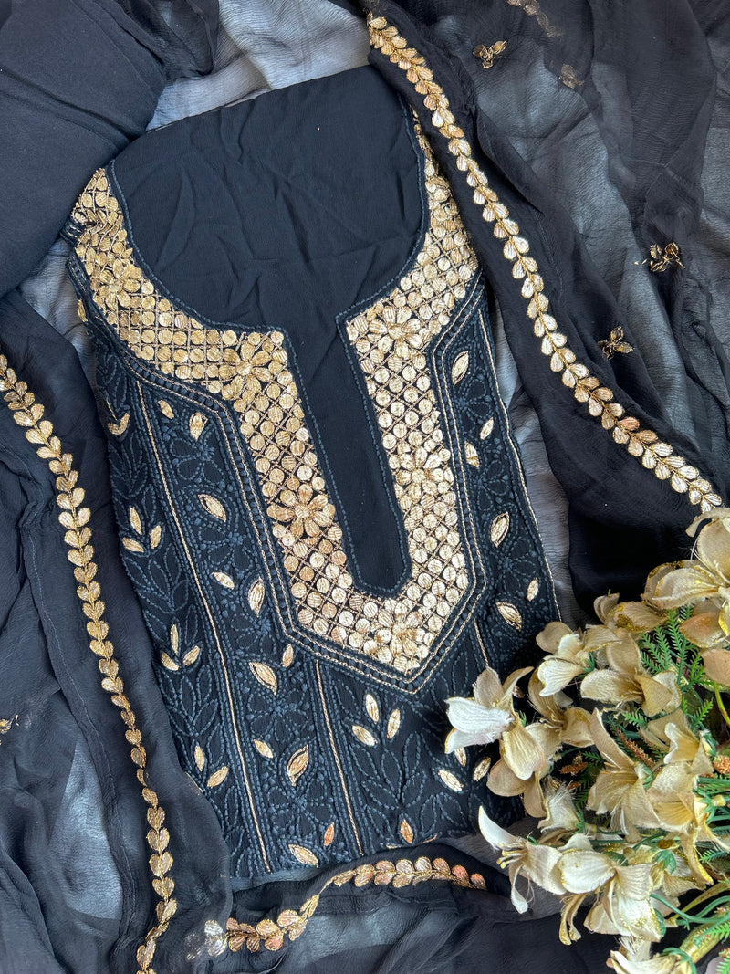 Black Georgette Chikankari Gota Salwar Suit