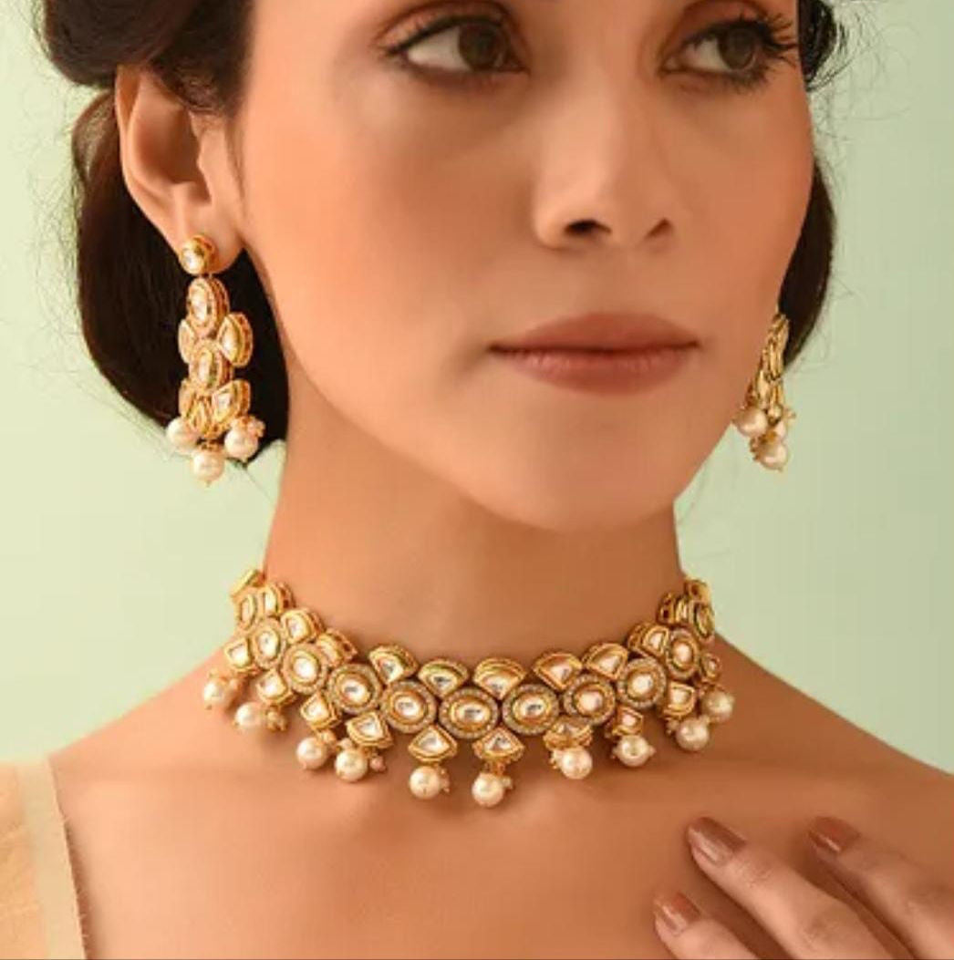 Pearl with Kundan Necklace Set