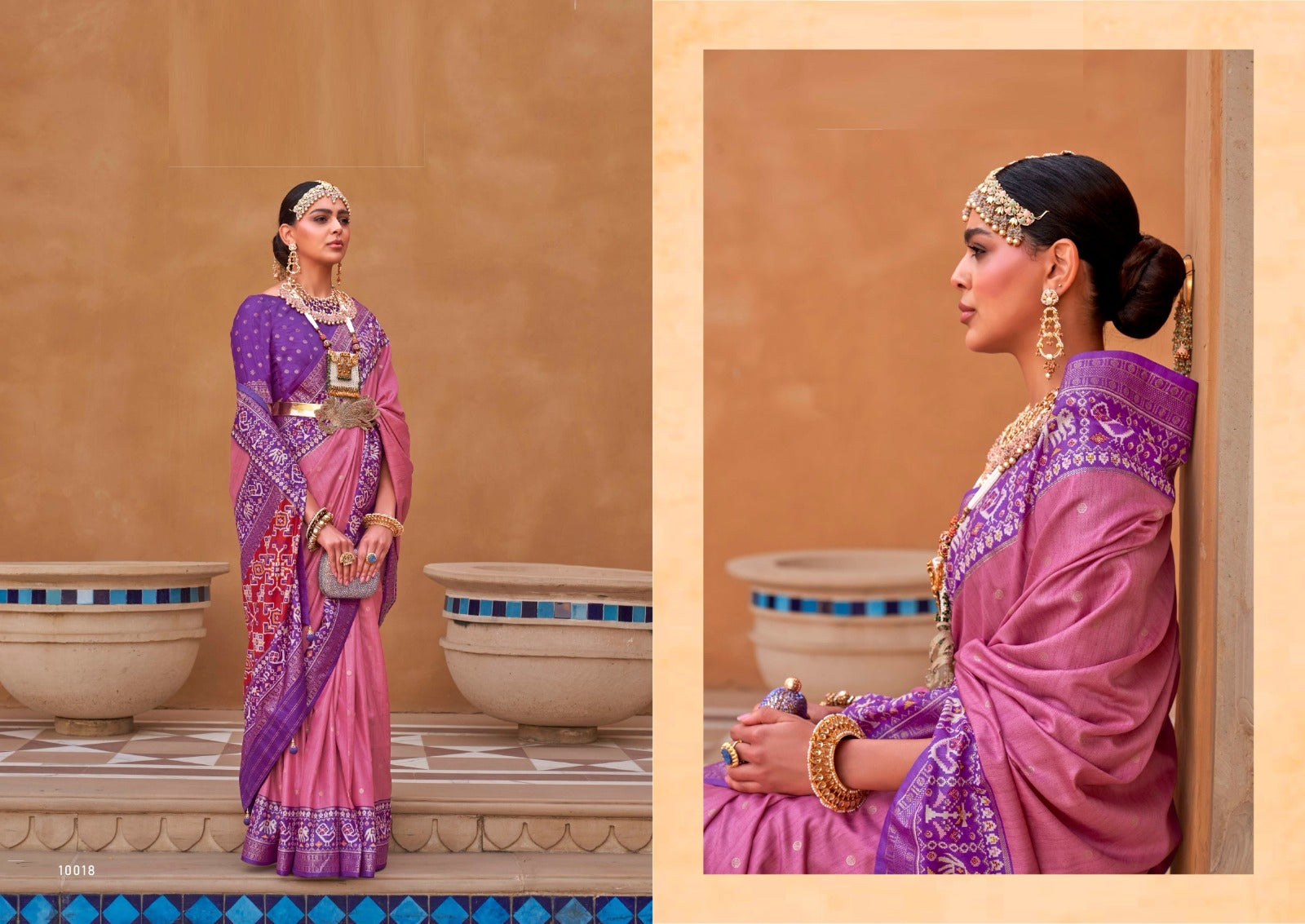 Light pink Patola Silk Saree With Blouse