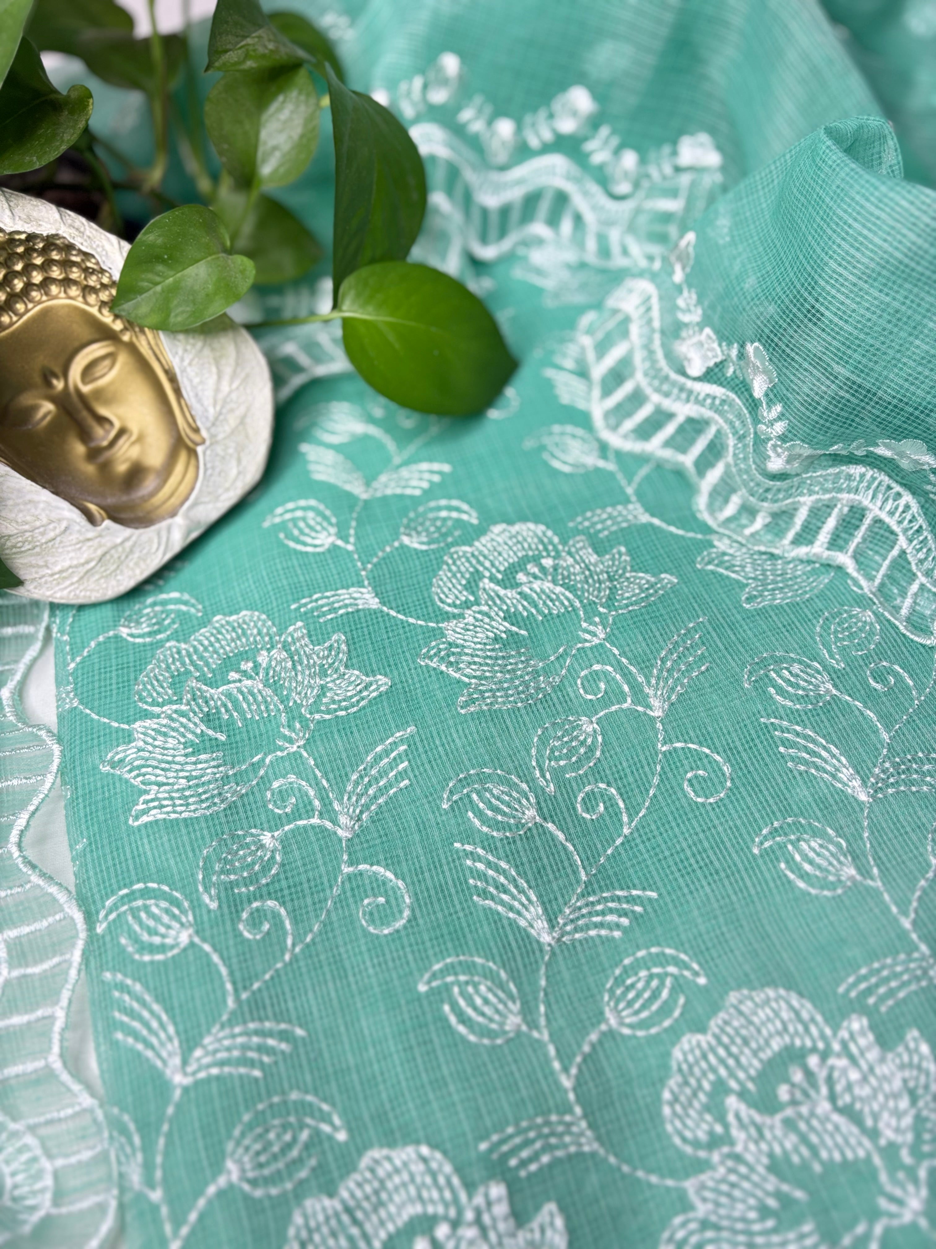 Anjani- Kota Doriya Embroidery Work Suit In Sky Blue