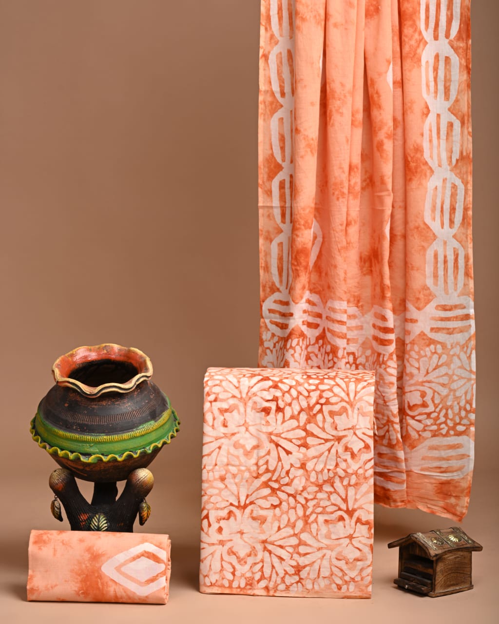 Light Orange Handblock Print suit