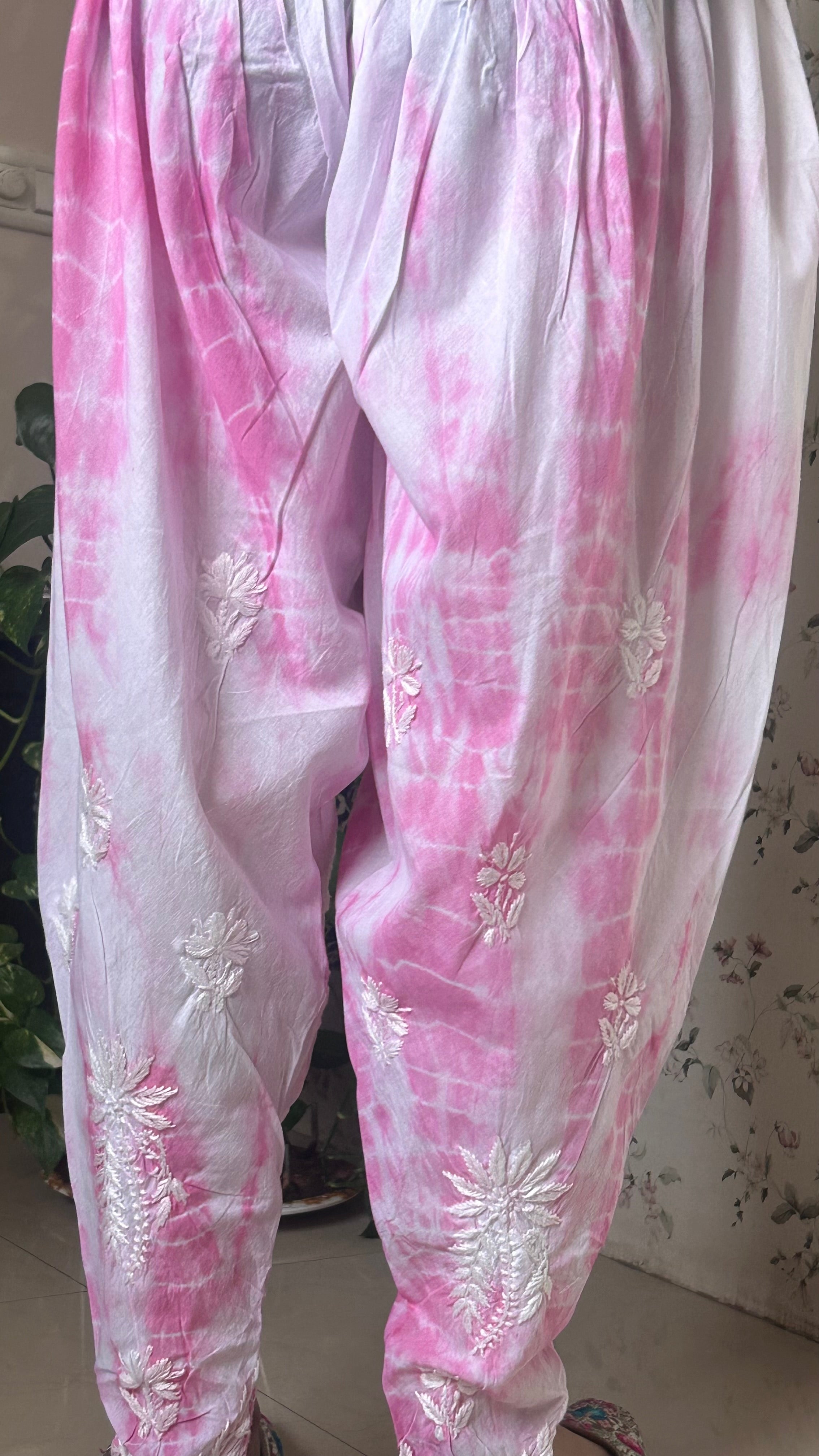 Tie N Die Pink Chikankari Dhoti Salwar