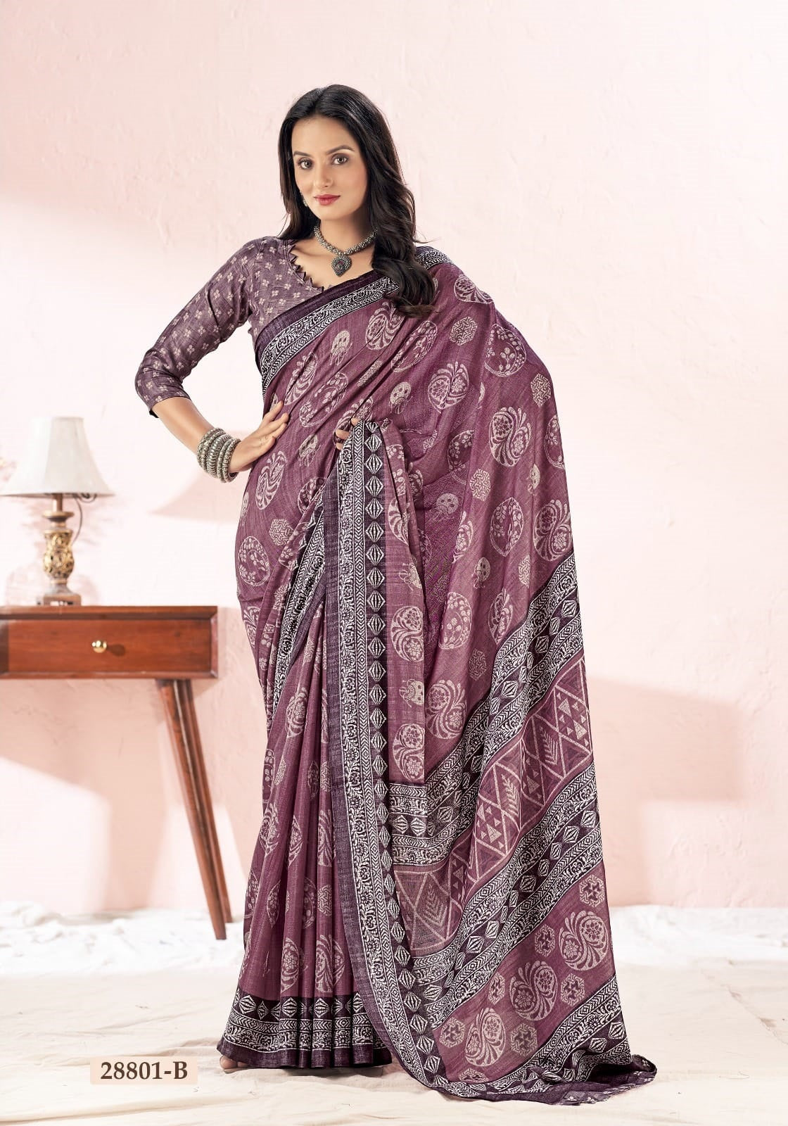 Tussar Silk Saree in Mauve