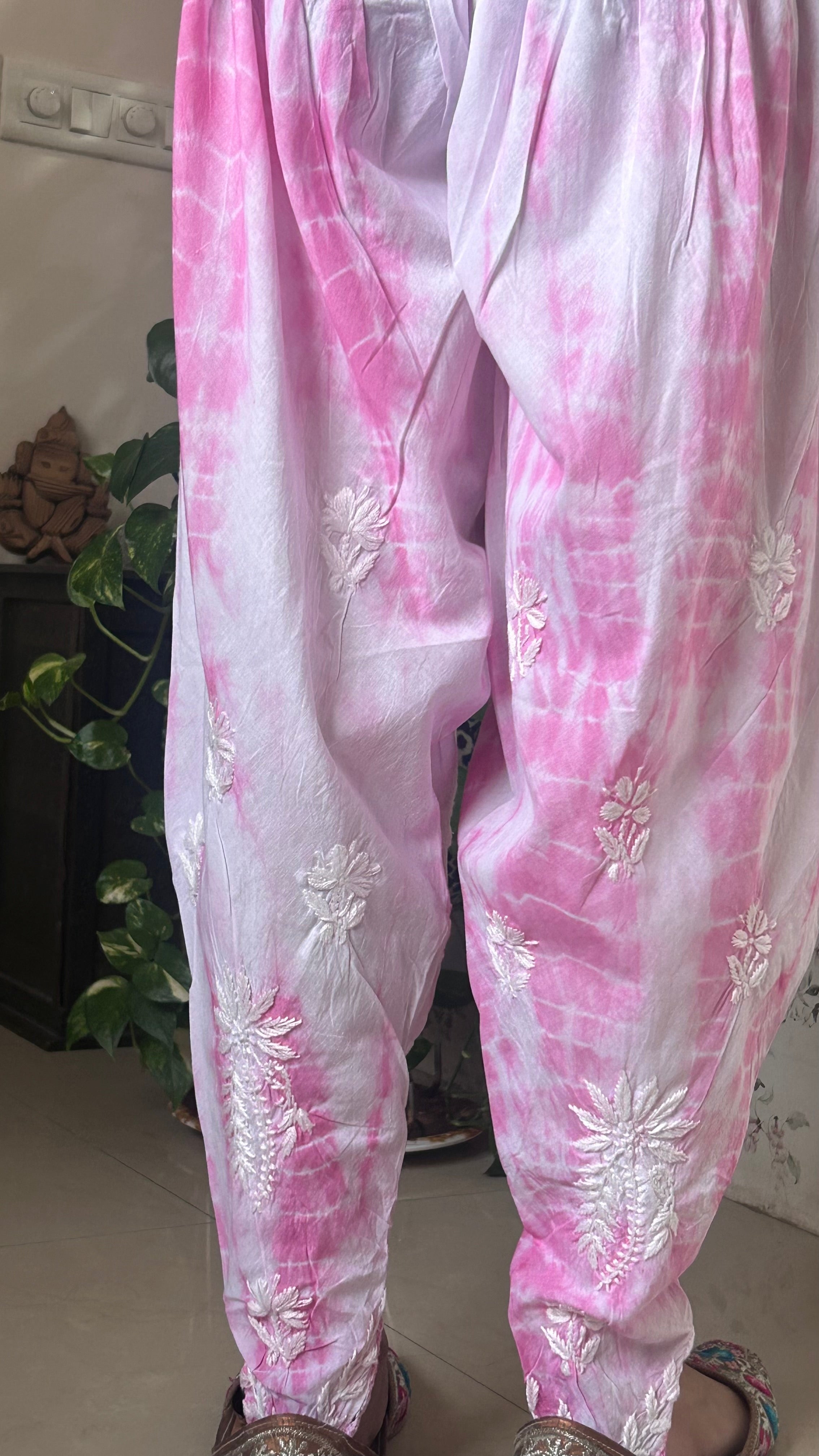 Tie N Die Pink Chikankari Dhoti Salwar