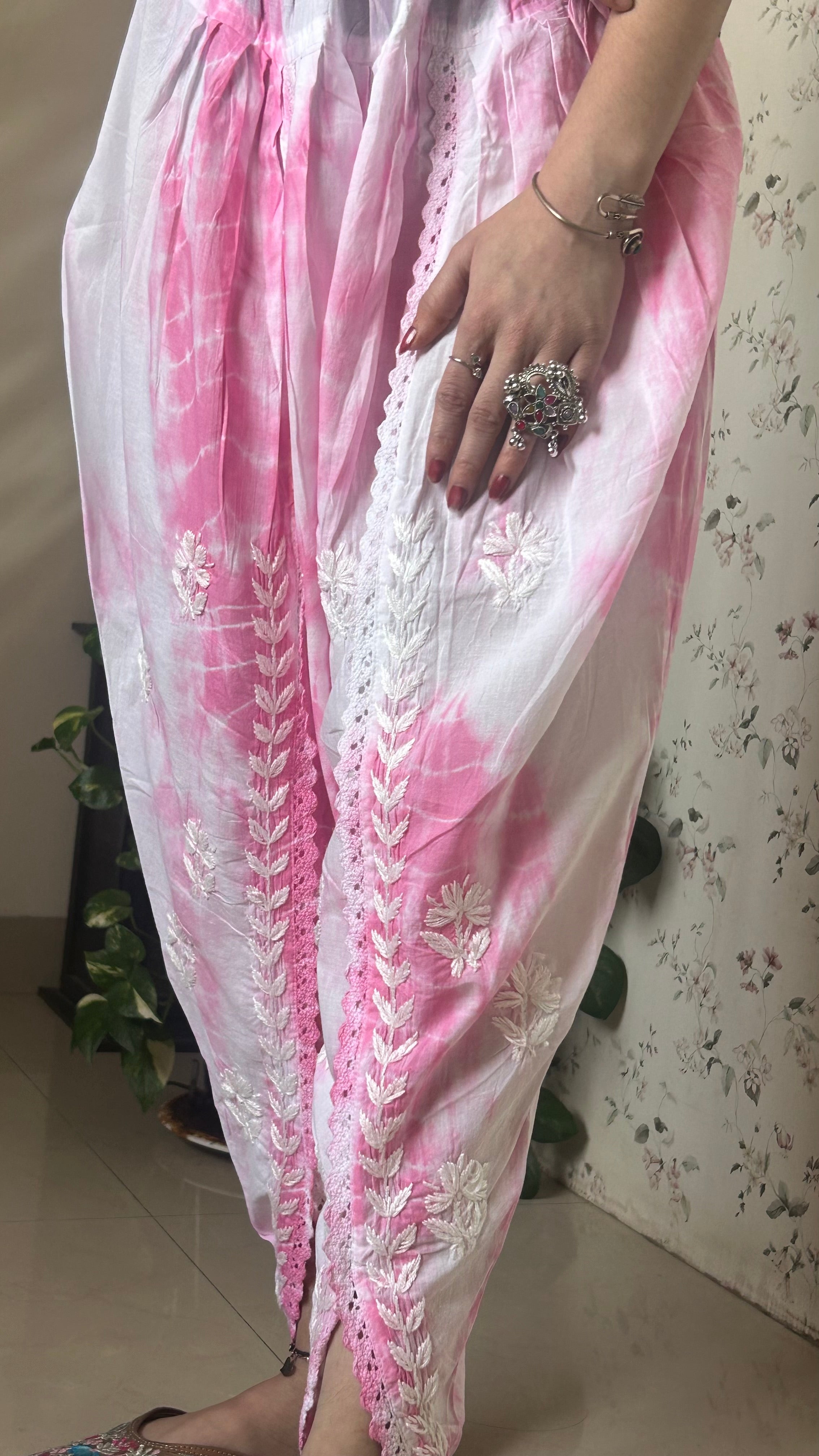 Tie N Die Pink Chikankari Dhoti Salwar