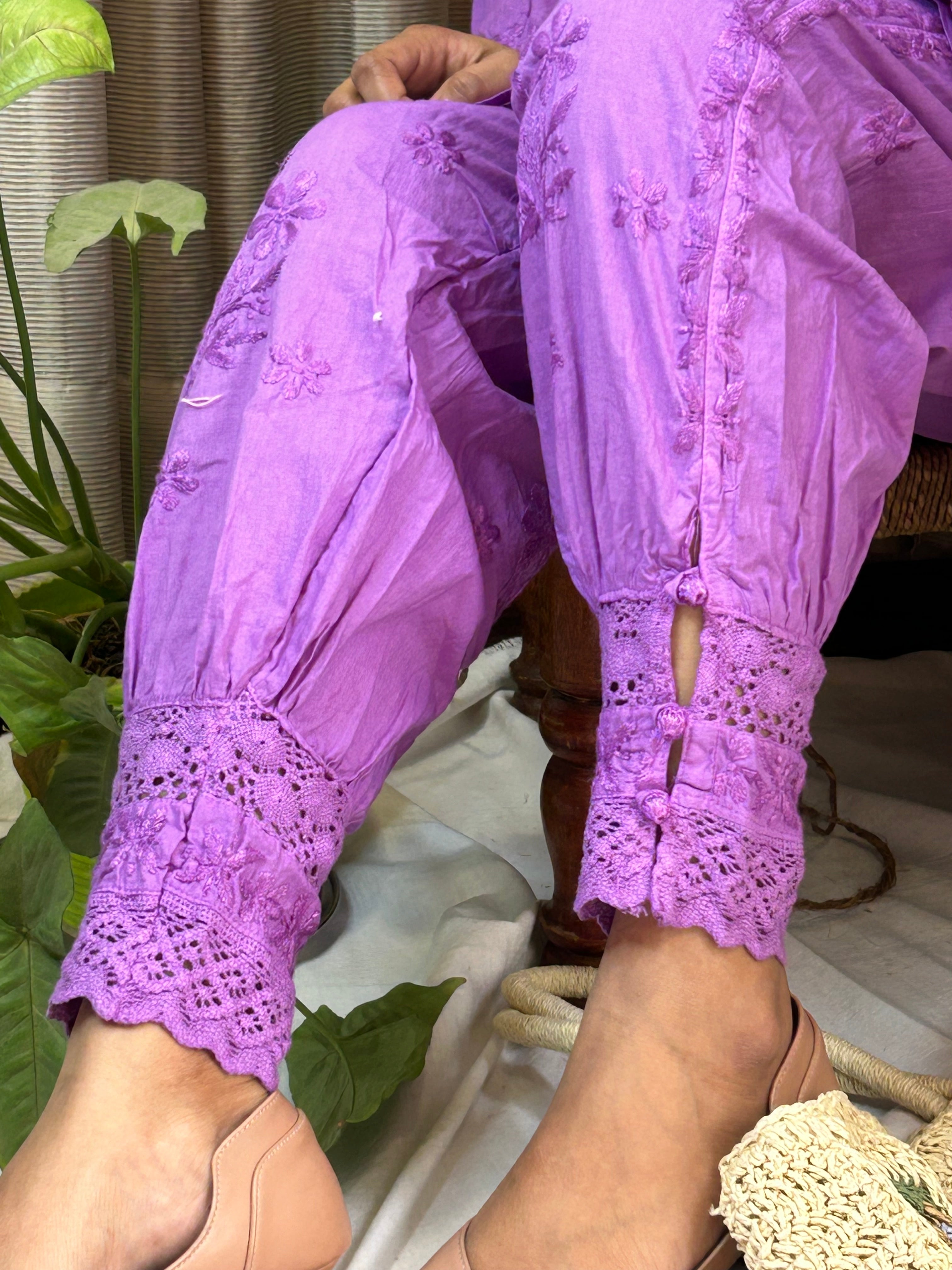 Purple Chikankari Afghani Salwar