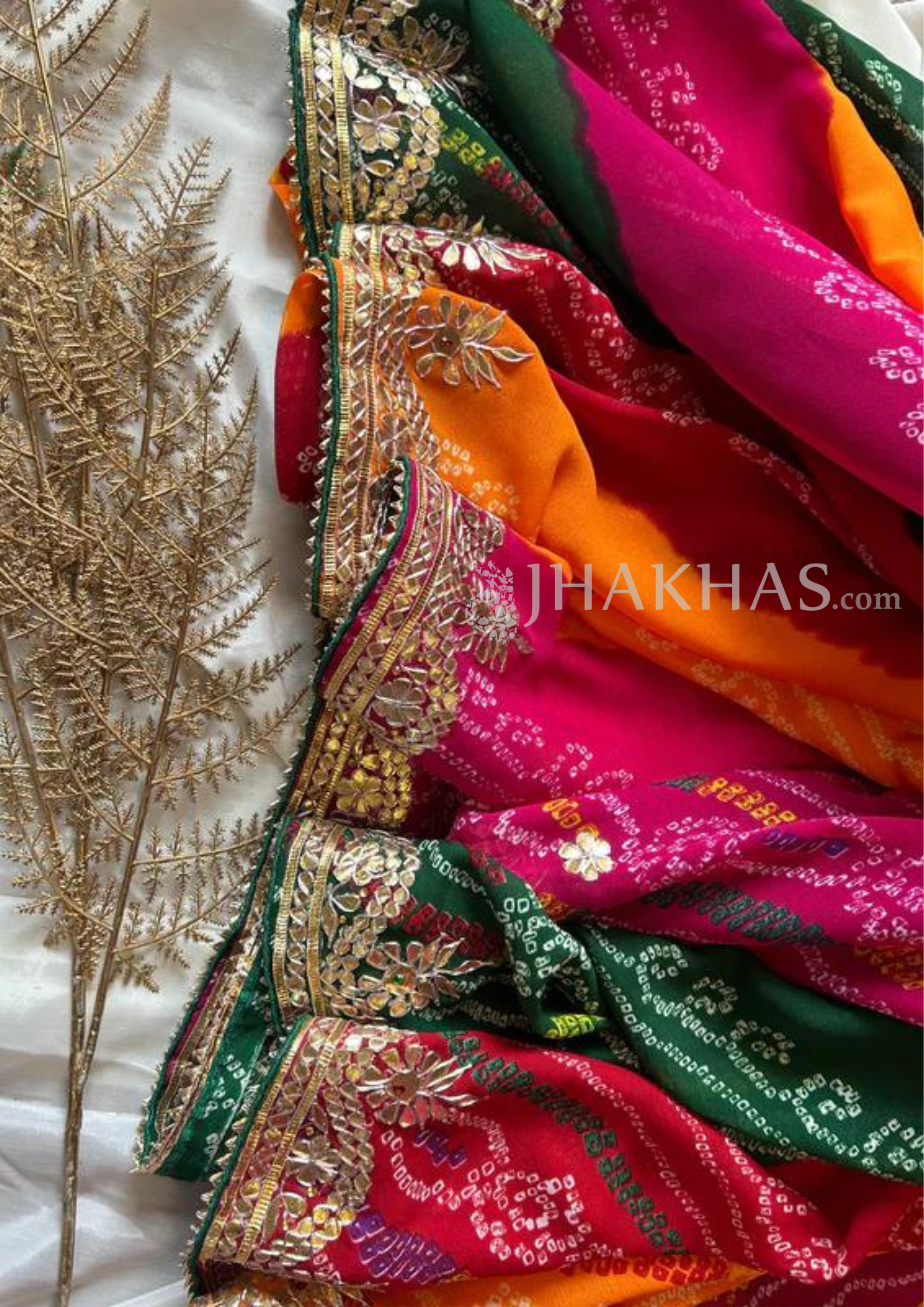 Fine Gota Patti Saree in Shaded Bandhani - Rana's by Kshitija