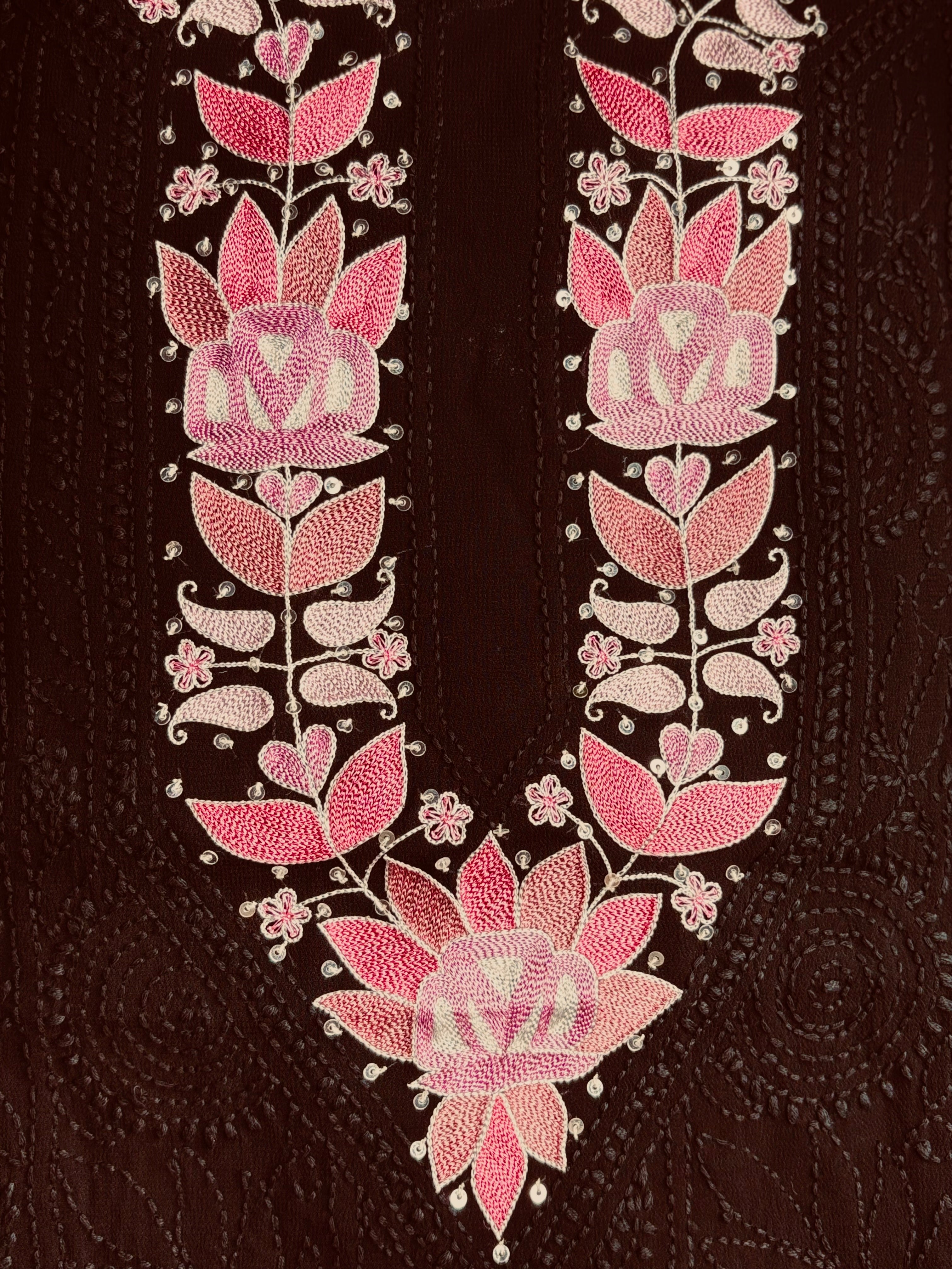 Bahara Black Parsi Gara Chikankari Work Suit