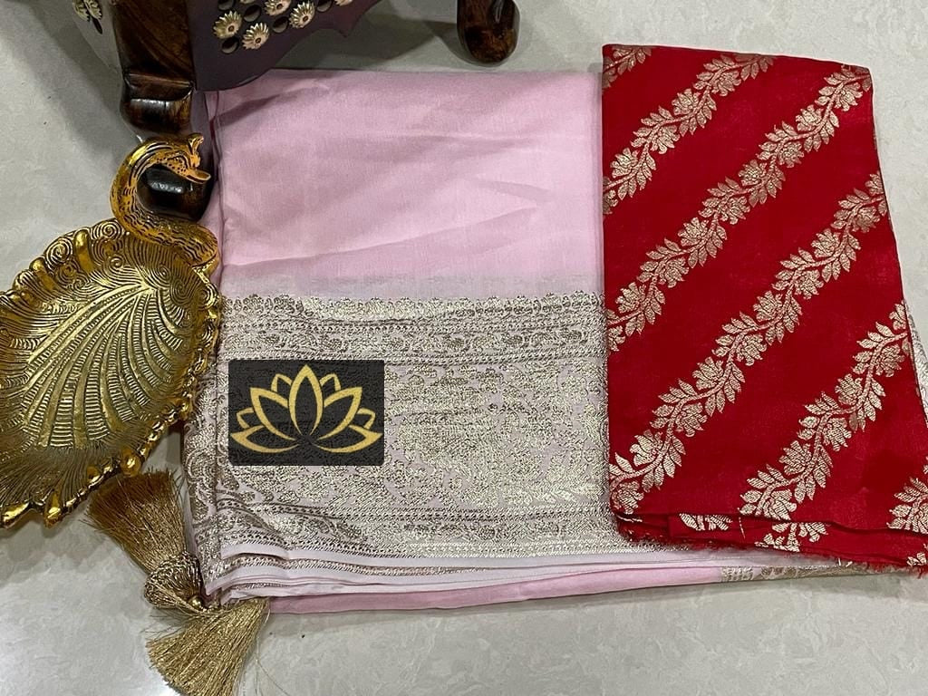 Banarasi Semi Dupion Warm Silk Saree In baby pink
