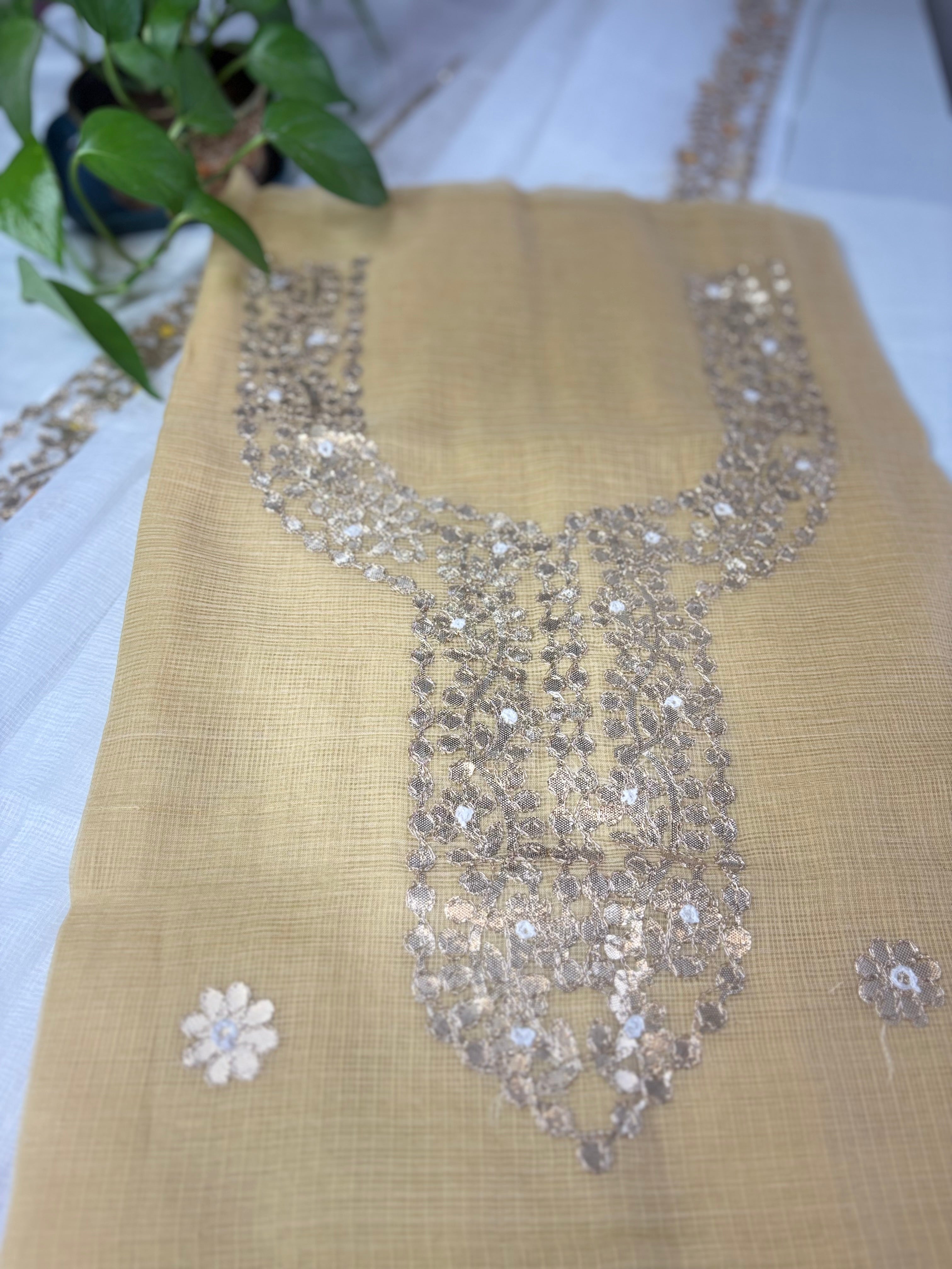 Beautiful Kota Doriya Gota Patti Work Suit In cream