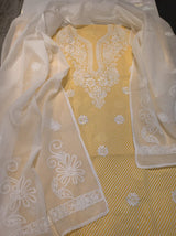 Yellow Chikankari Suit Material