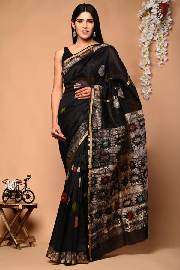 Black Chanderi Saree