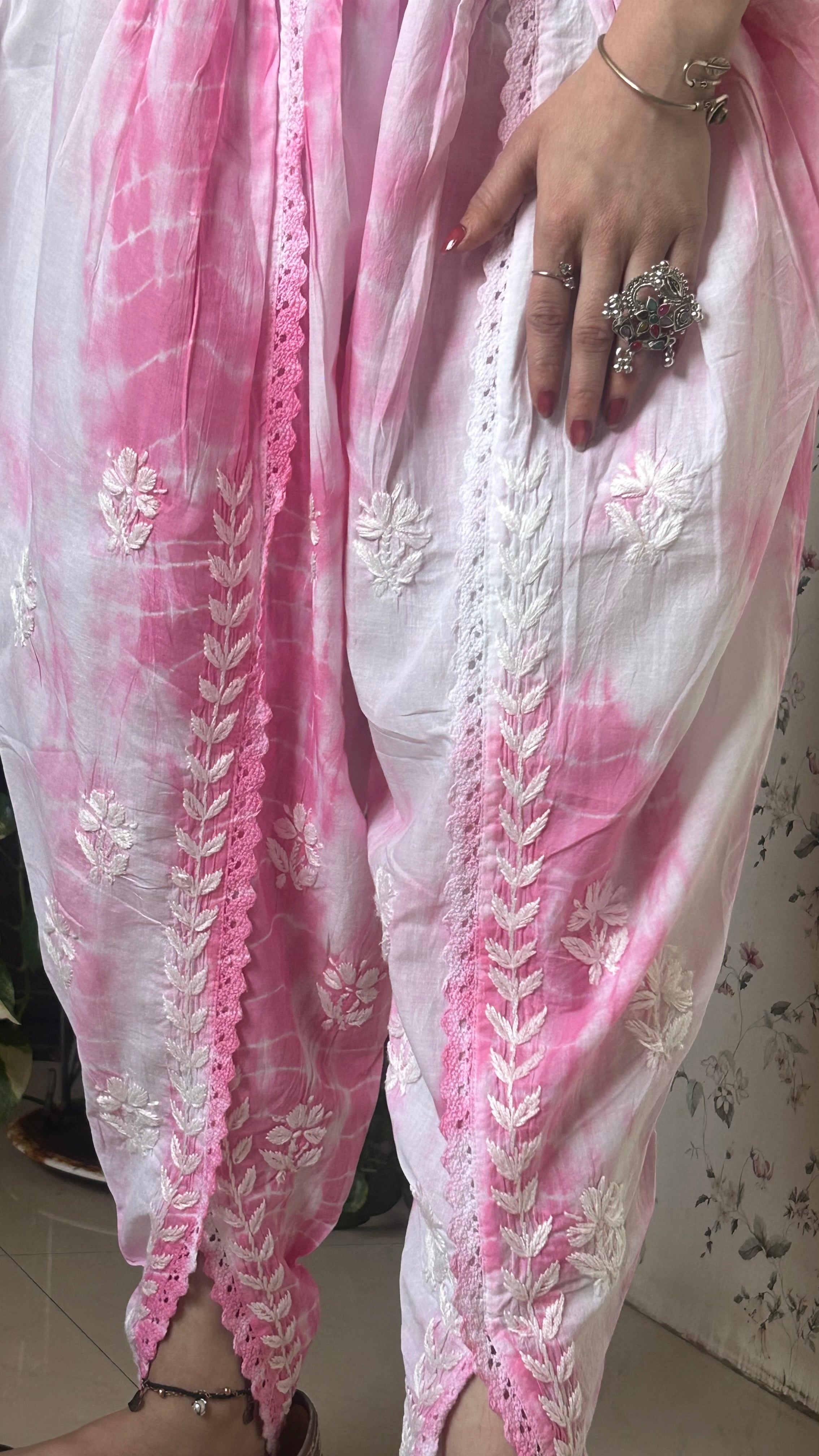 Tie N Die Pink Chikankari Dhoti Salwar