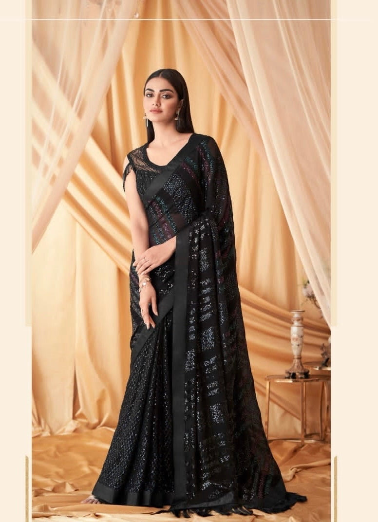 Black boutique style saree