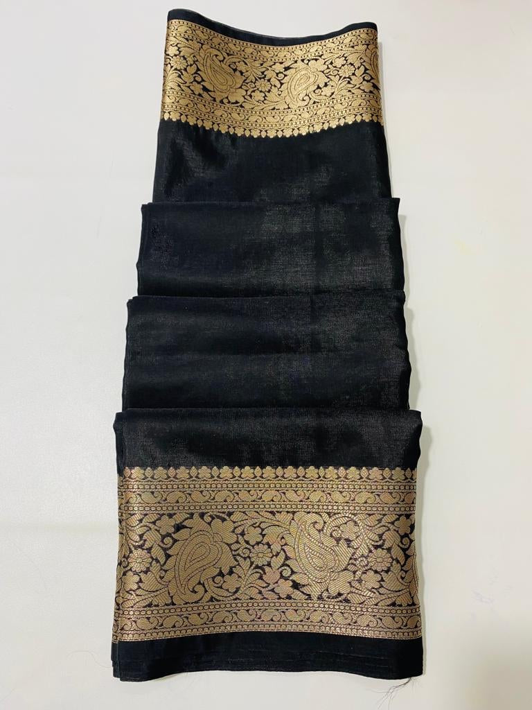 Banarasi Semi Dupion Warm Silk Saree In black