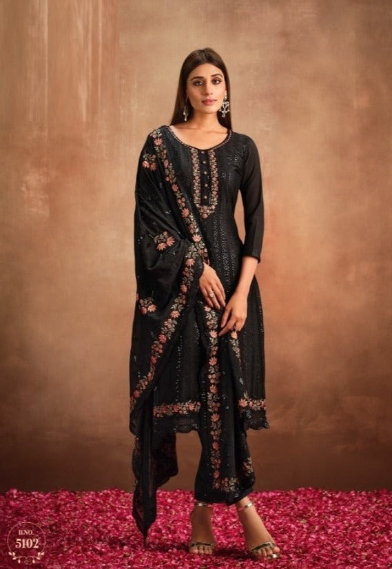Trending sequins work salwar suit in black