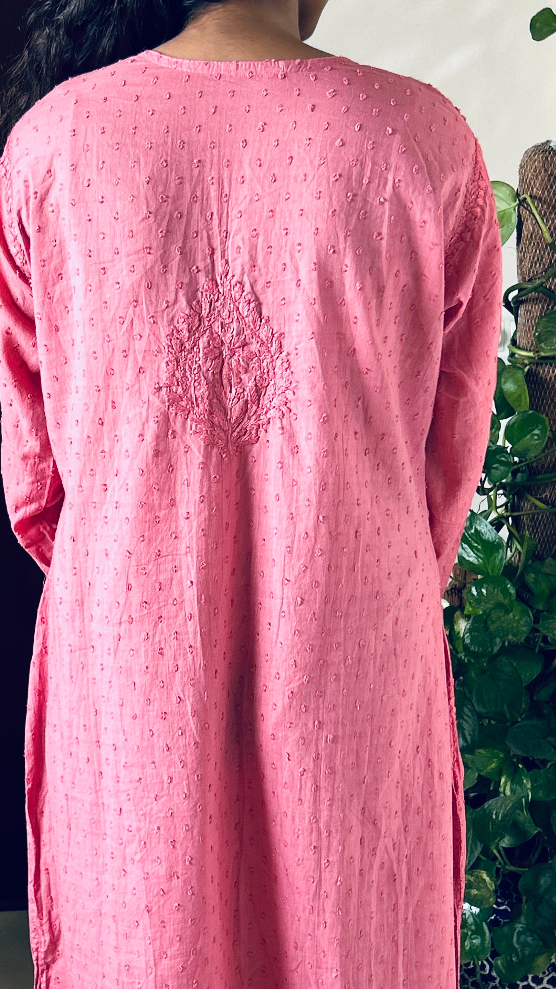 Baby Pink Chikankari Kurti Pant Set