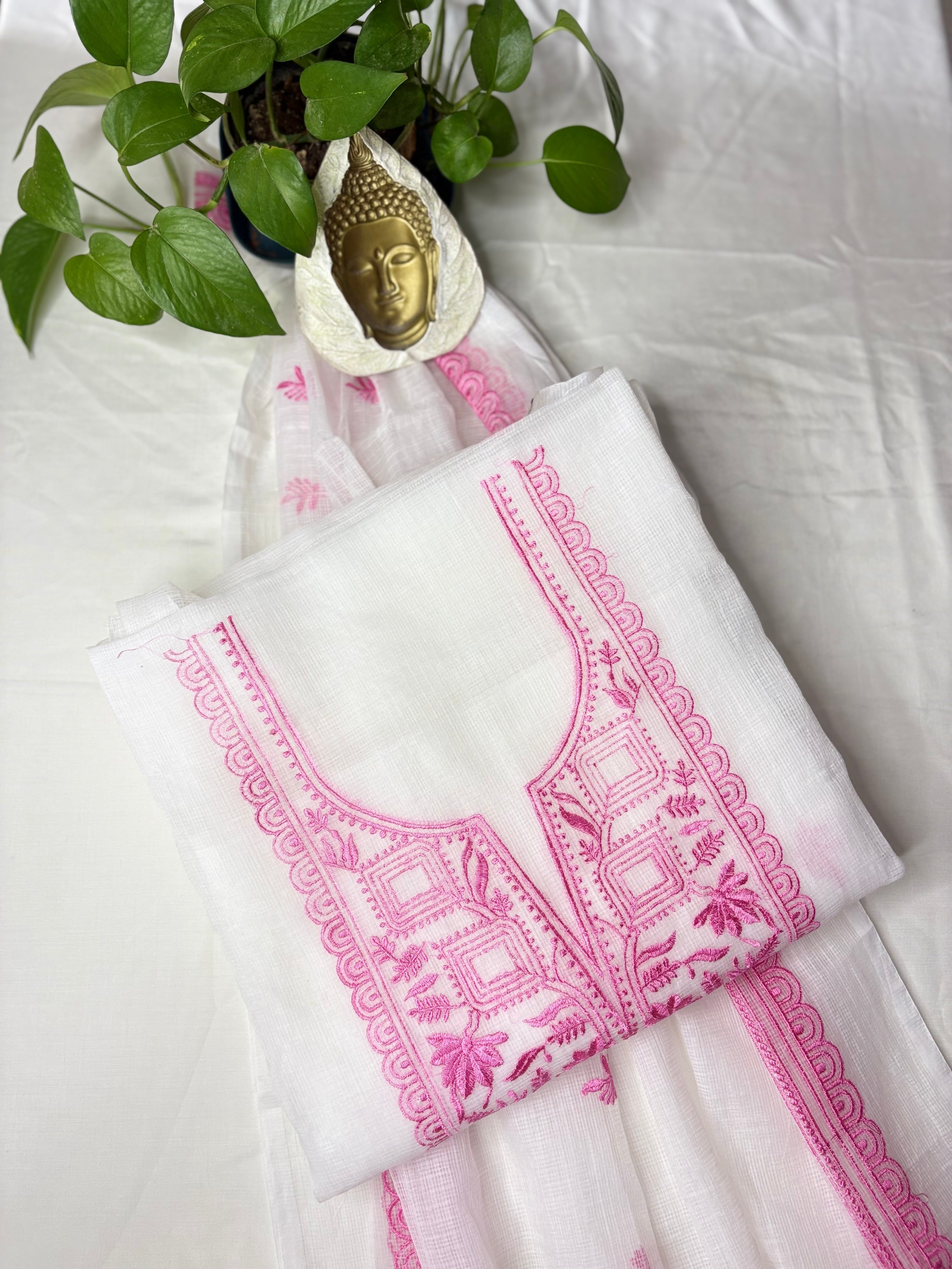 Pink Kota Doriya Embroidery Work Suit