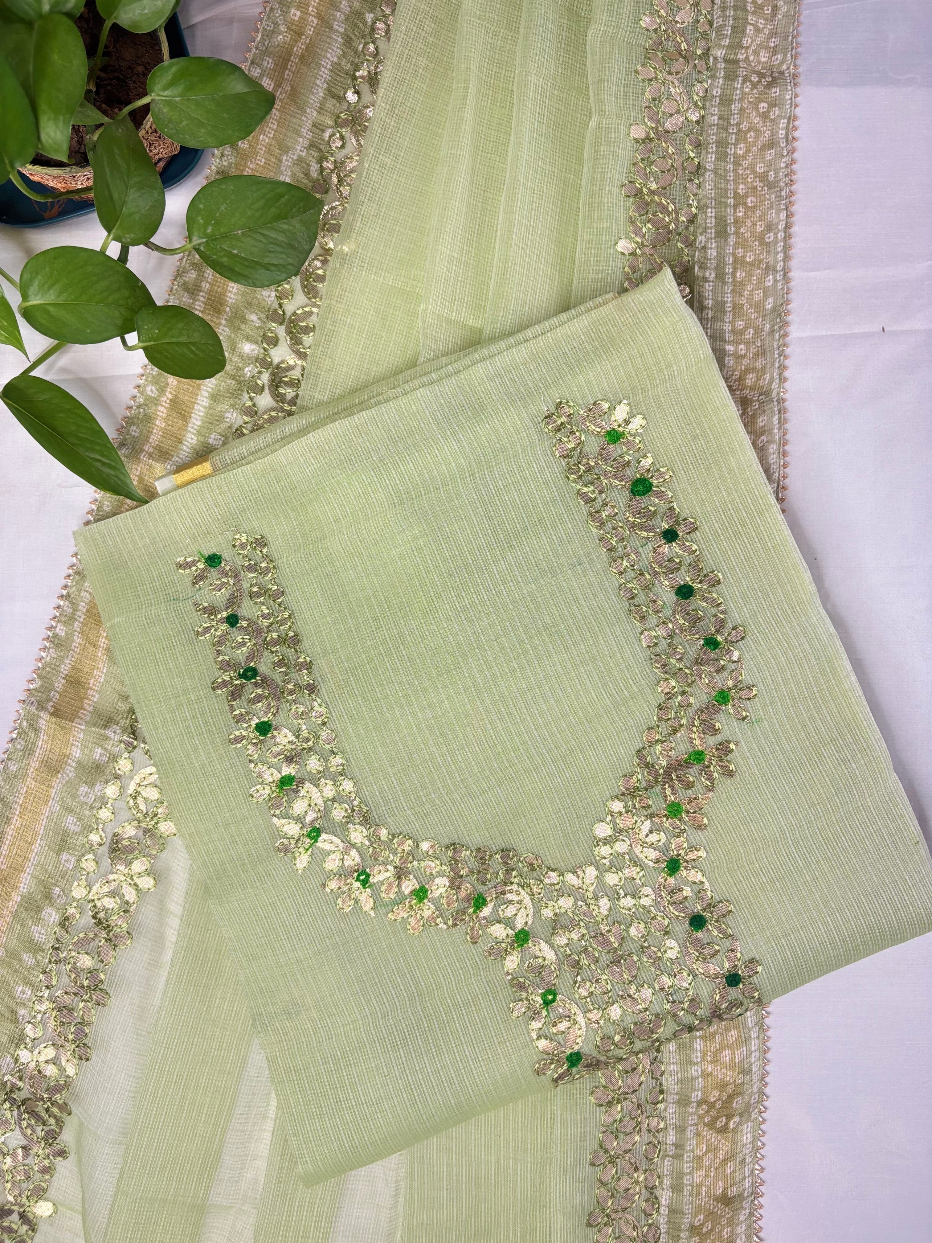 Devyani- Kota Salwar Suit In Gota Work In Pastel Green