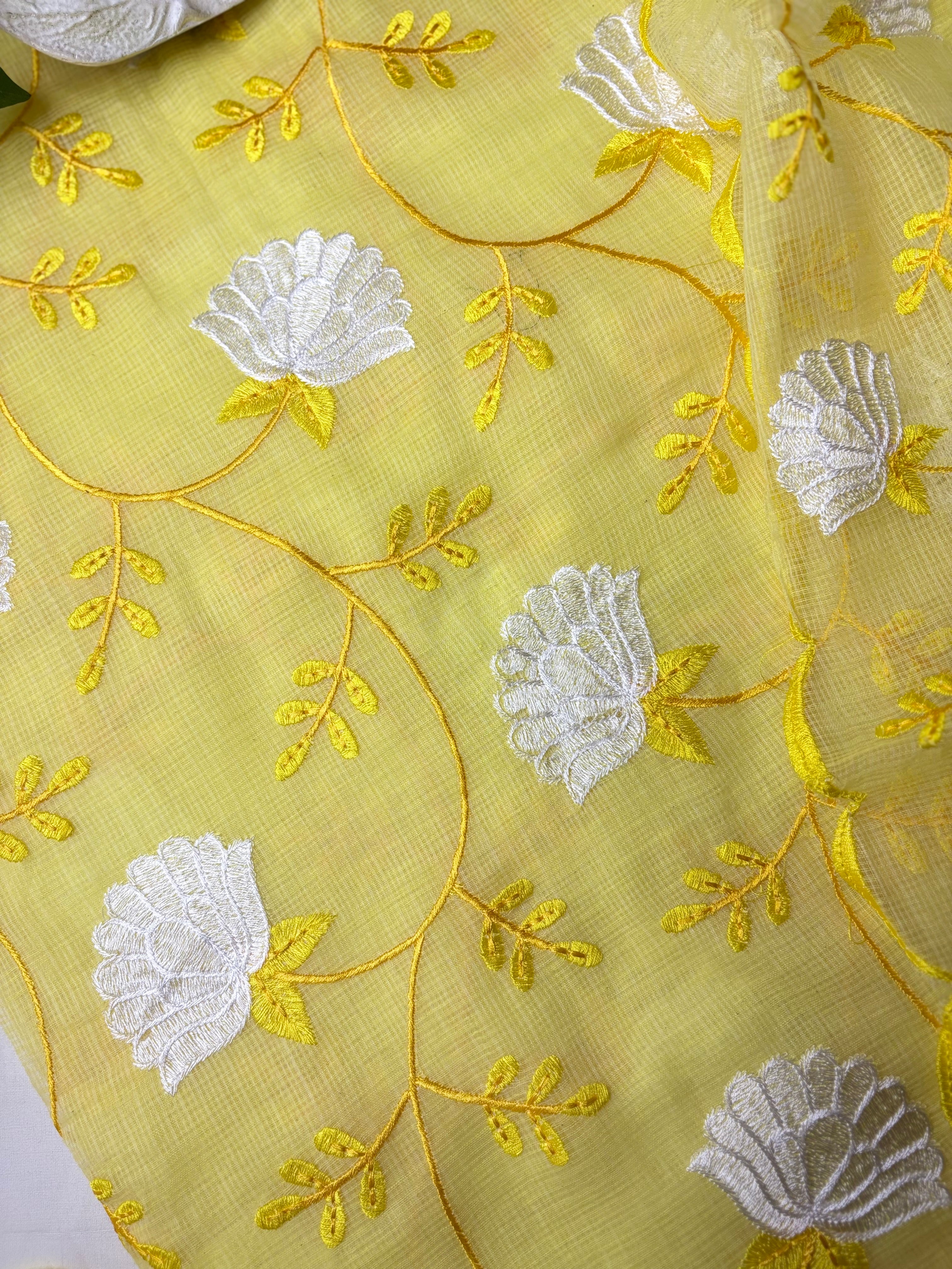 Subhadra- Kota Doriya Embroidery Work Suit In Yellow