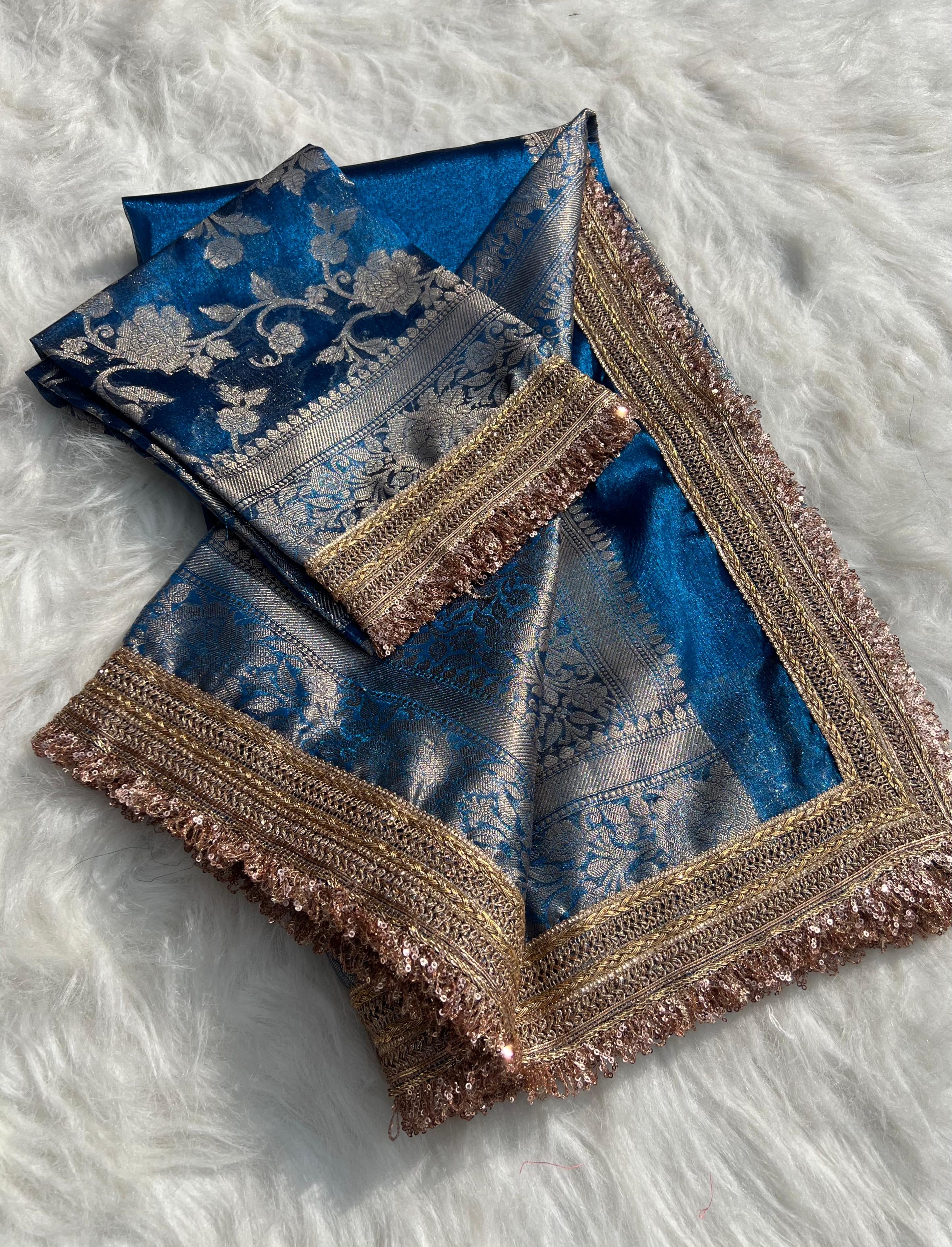 Blue Chamki Banarasi Tissue Saree
