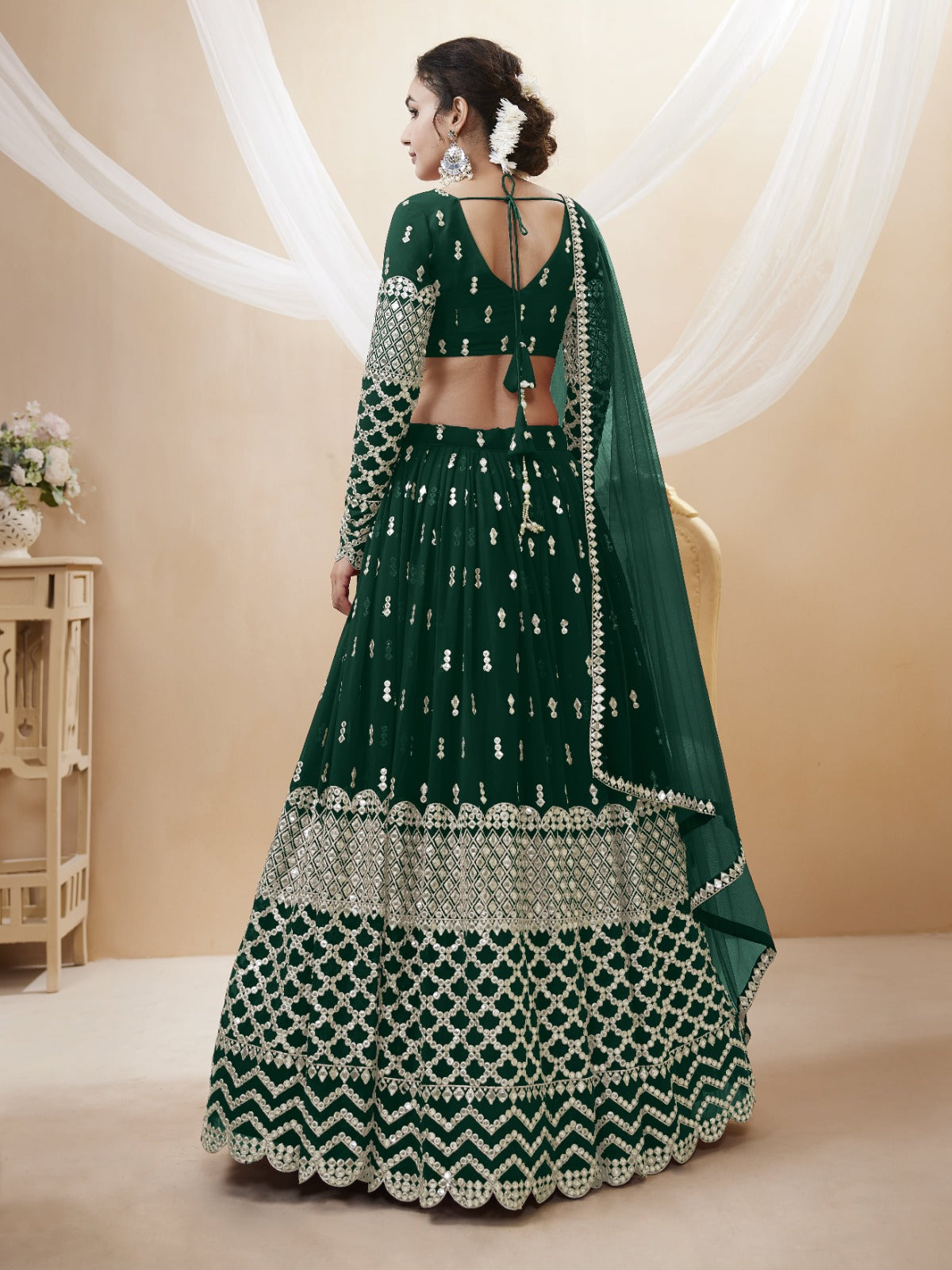 Bridesmaid Green Sequence Work Lehenga