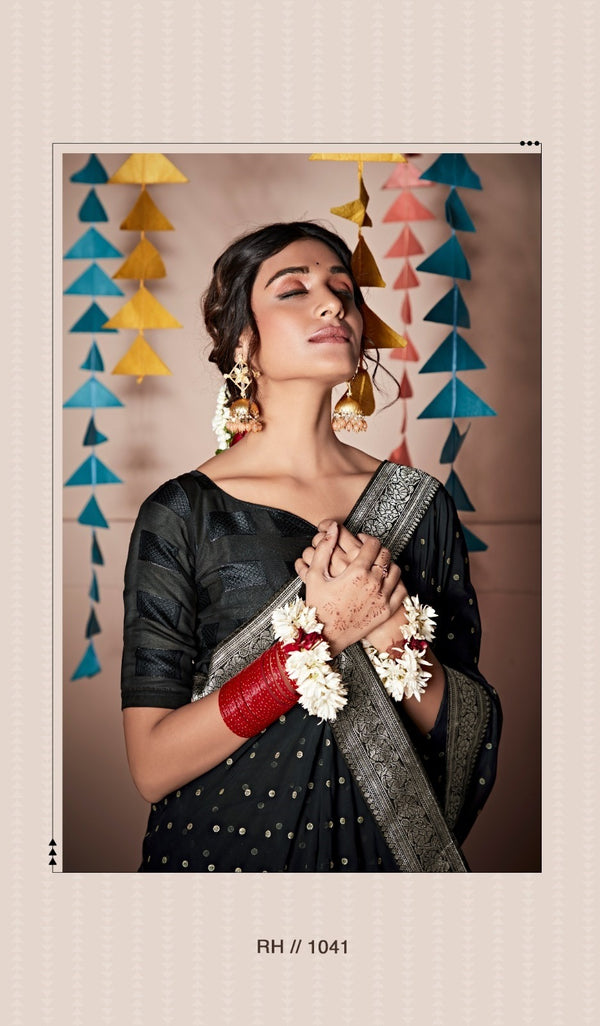 Georgette Silk Saree In Black