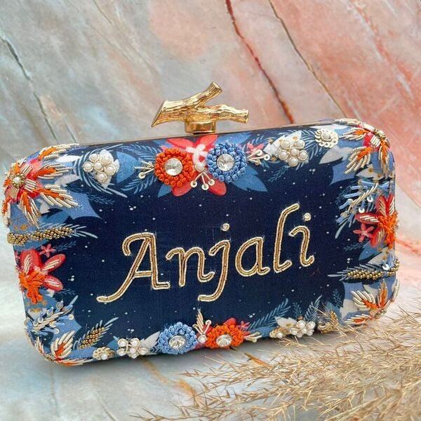 Customized Blue Party Clutch