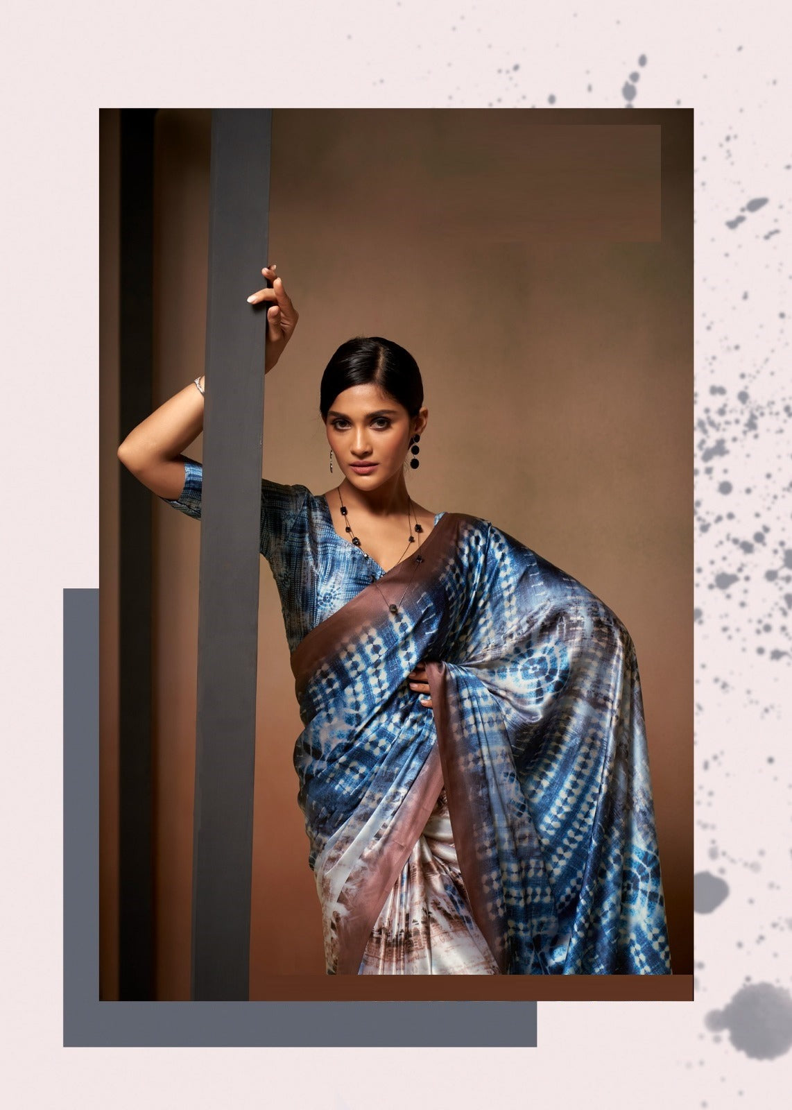 Vishal Prints Mustard And Grey Digital Print Georgette Patterned Saree