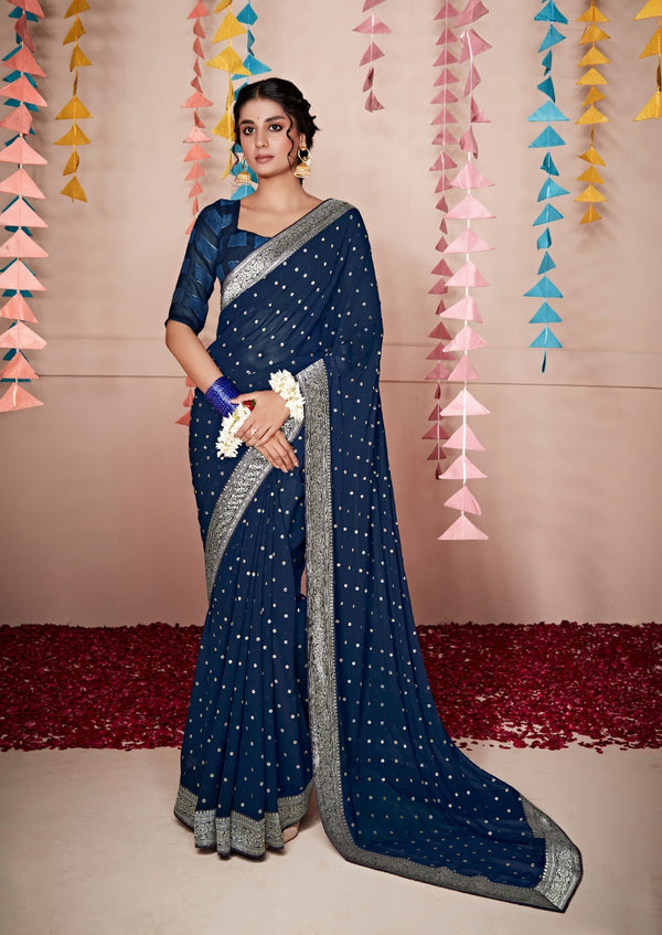 Georgette Silk Saree In Blue