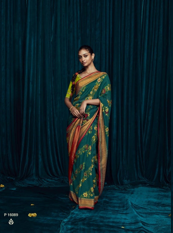 Brasso Saree In Green