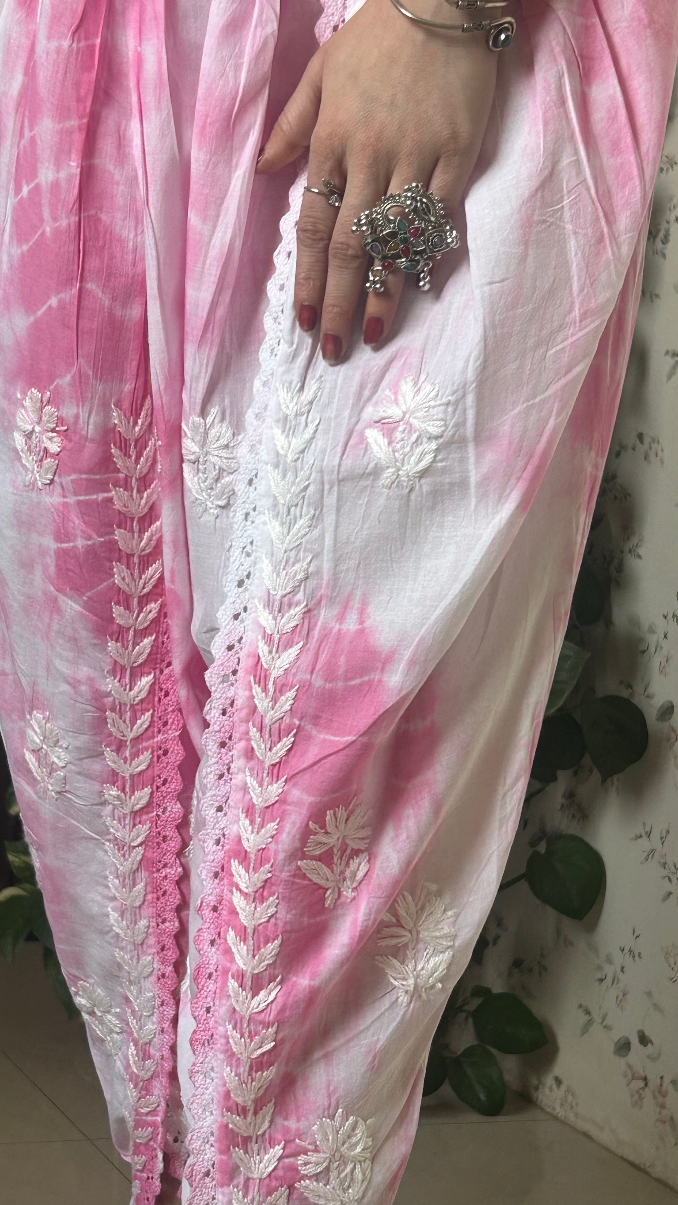 Tie N Die Pink Chikankari Dhoti Salwar