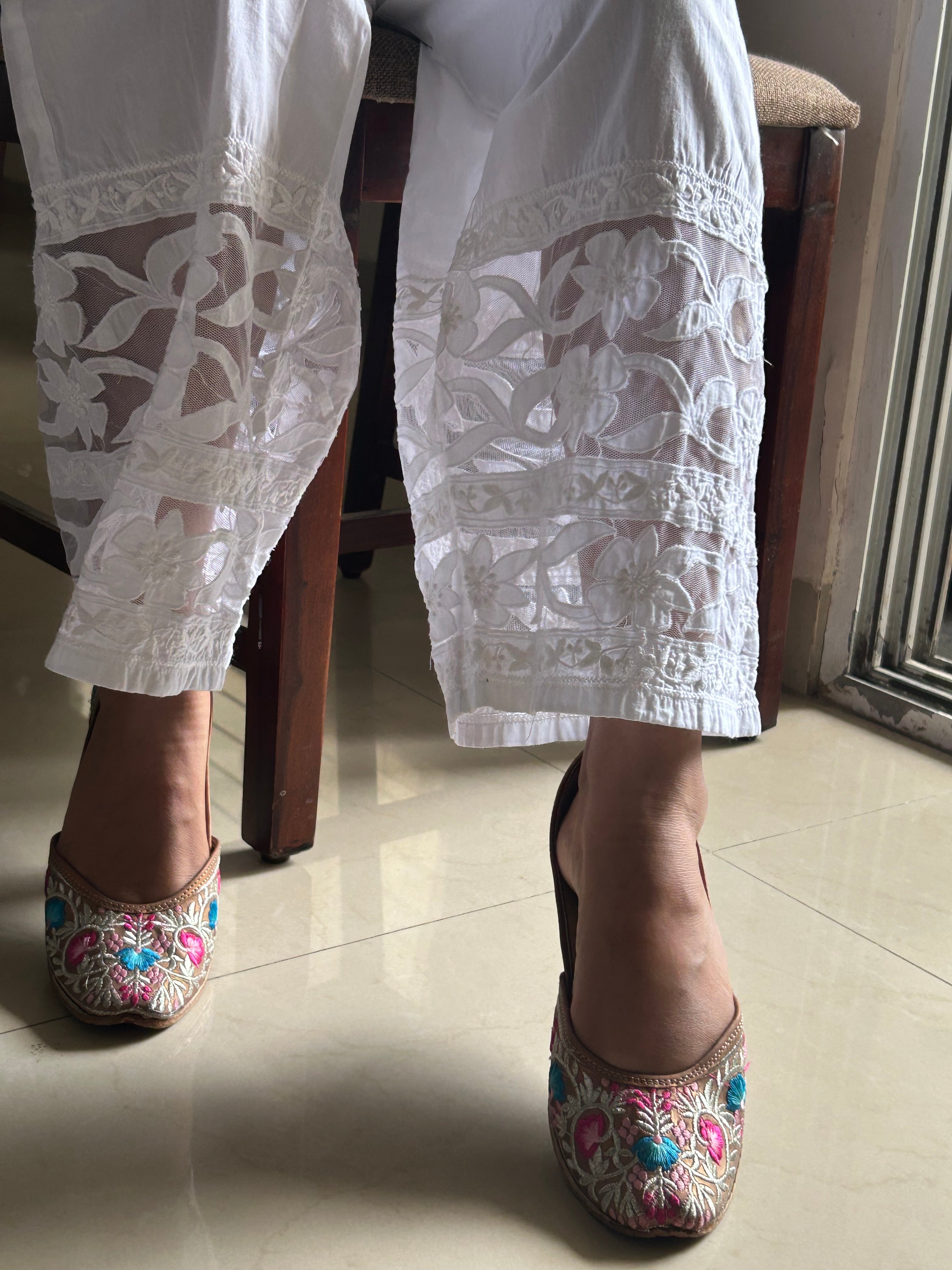 Pakistani style chikankari plazzo with applique work