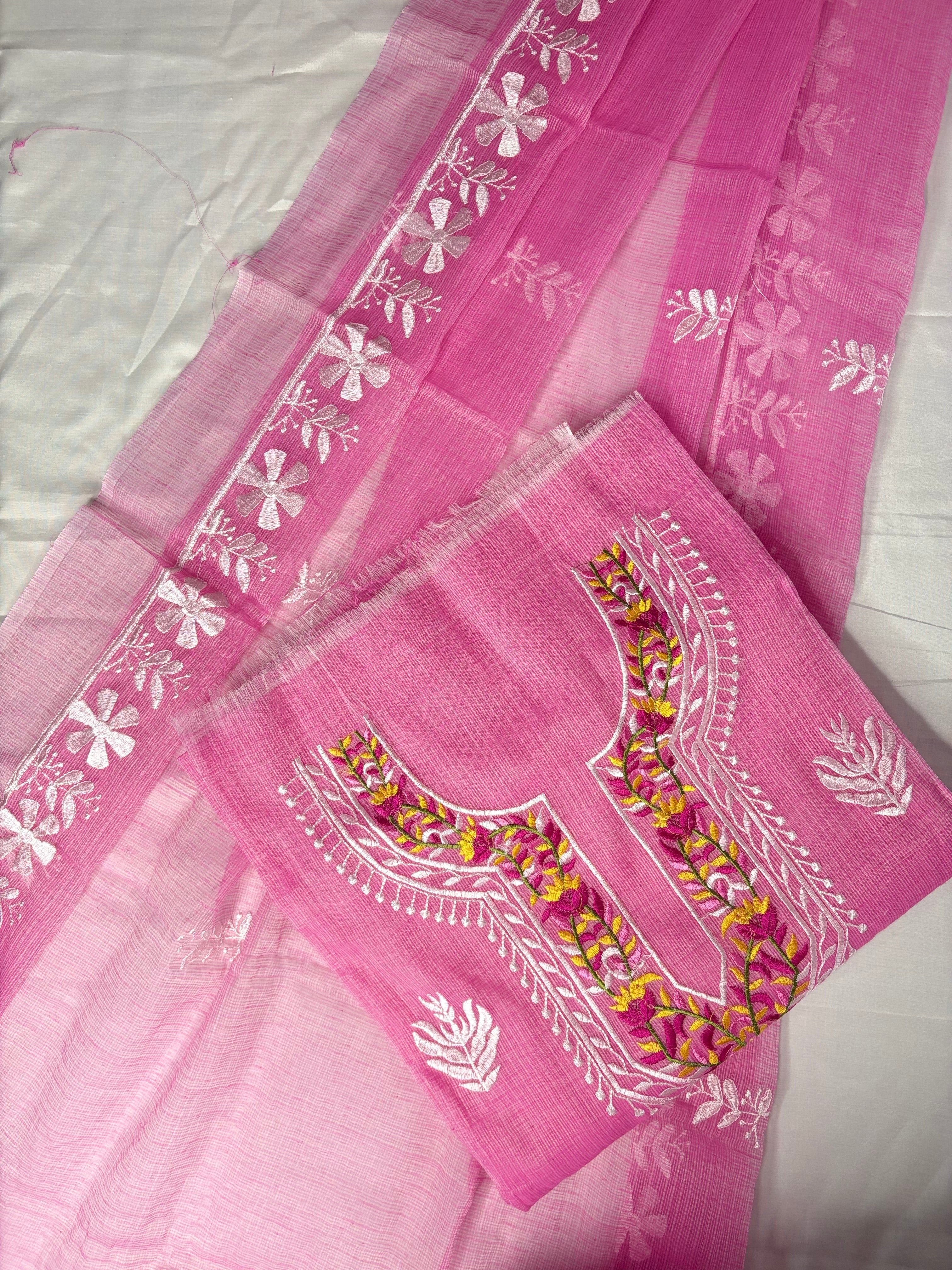 Rati- Kota Doriya Embroidery Work Suit In Pink