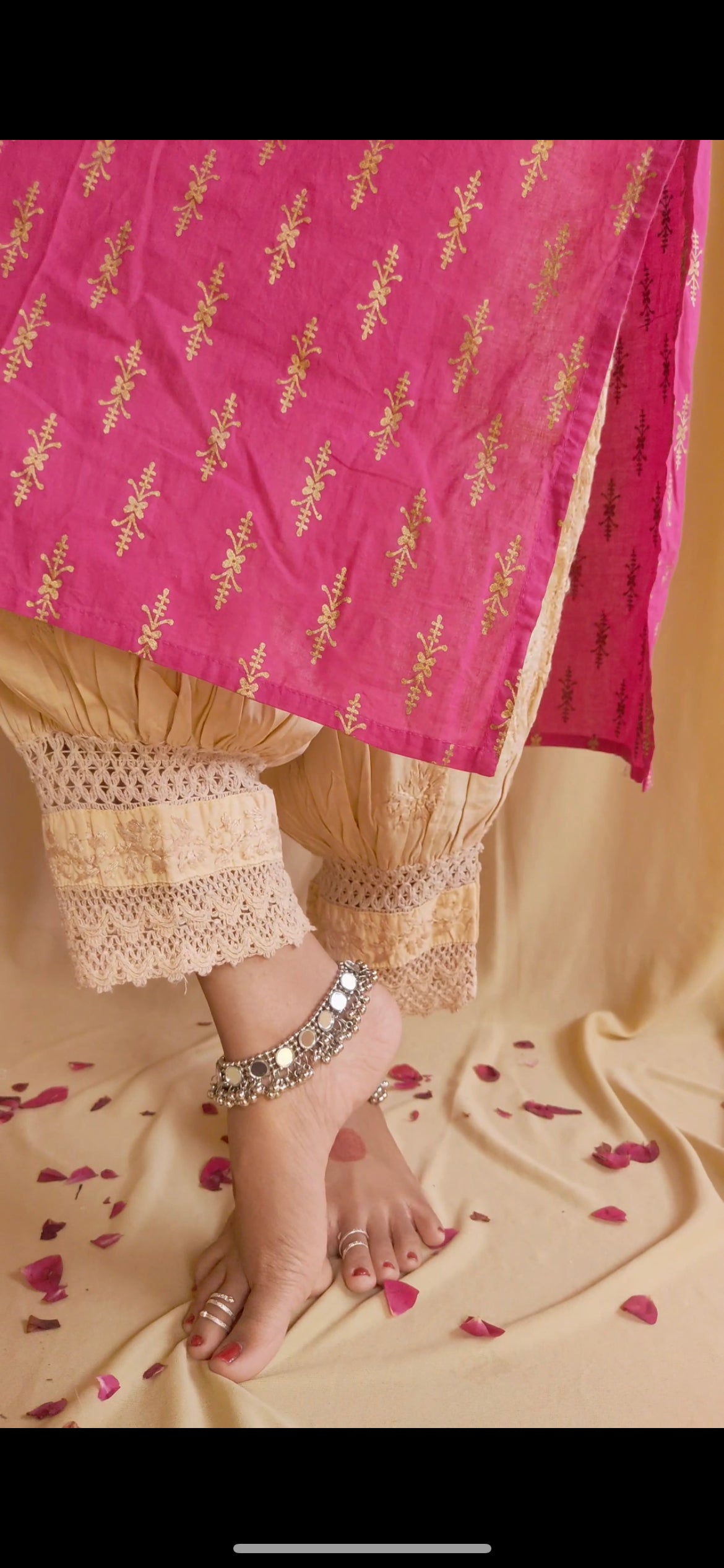 Beige Chikankari Afghani Salwar