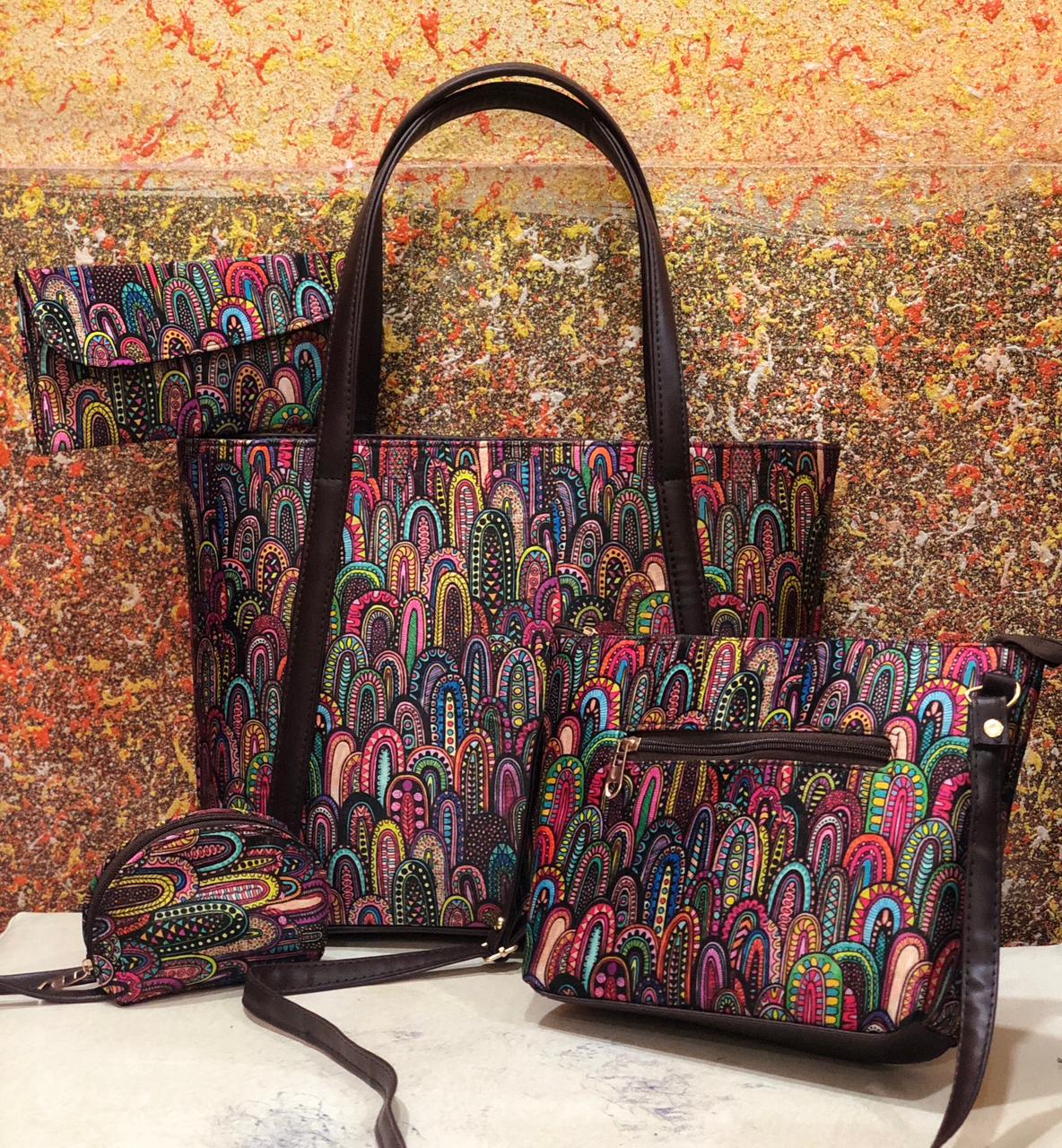 Combo Set Of Bagru Bags In Multi Color