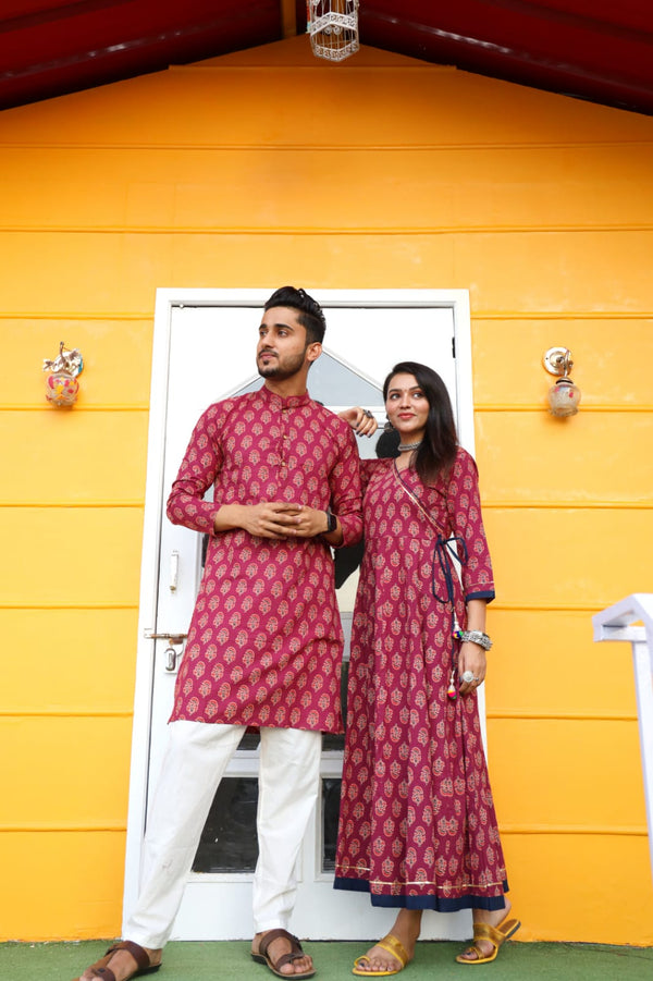 Twinning Couple Set In Maroon
