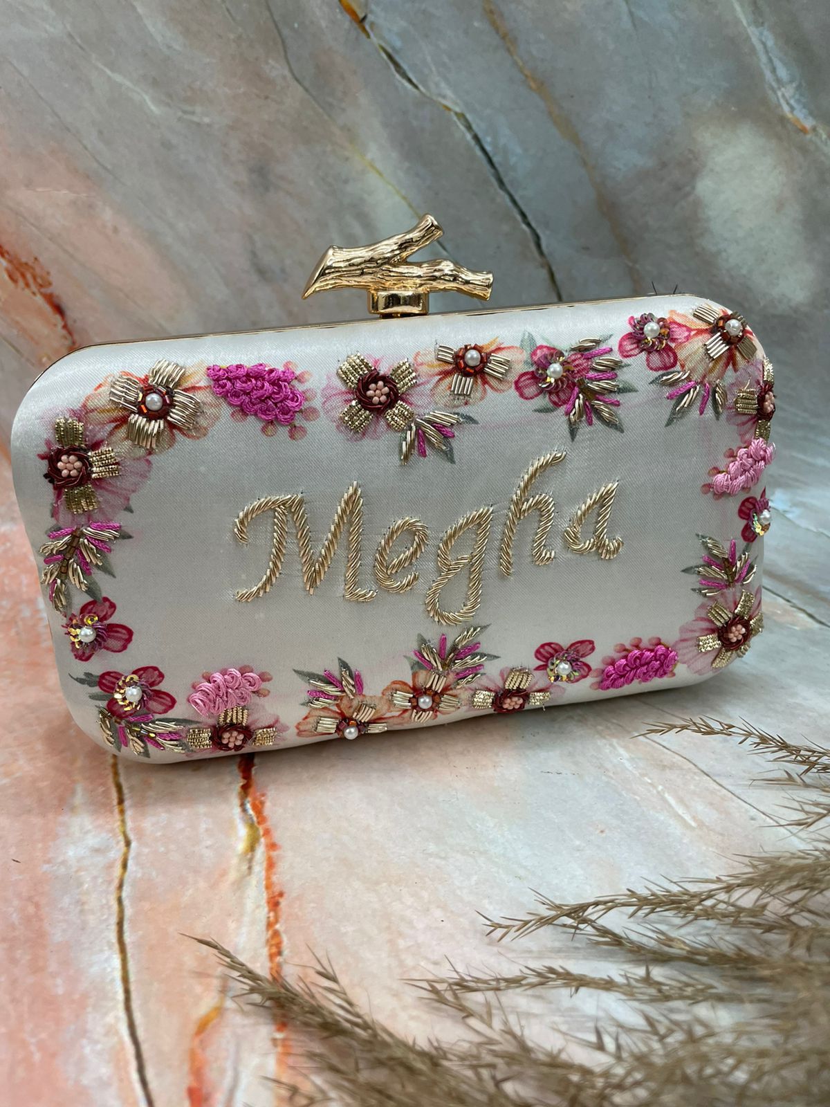 Personalized White Party Clutch