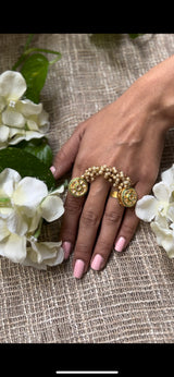 Double Finger Ring With Five Chains Attached