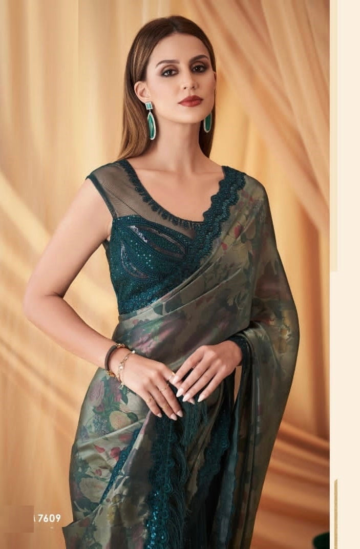Green boutique style saree