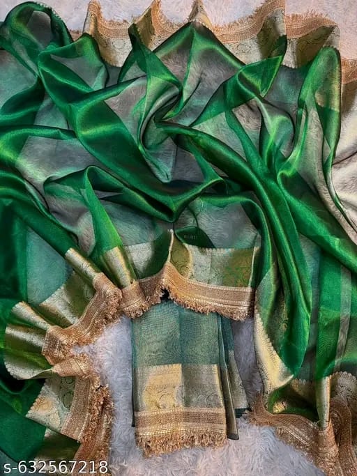 Green Chamki Banarasi Tissue Saree